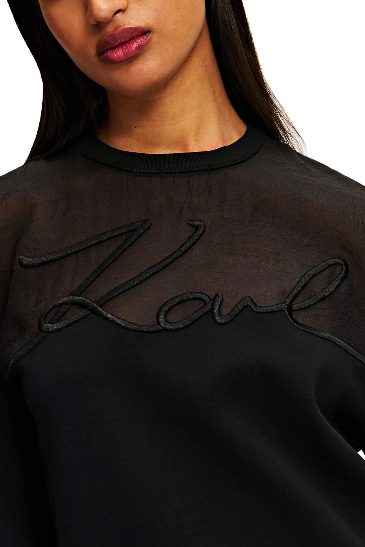 KARL LAGERFELD ΦΟΥΤΕΡ CREWNECK ΔΙΑΦΑΝΕΙΑ LOGO ΜΑΥΡΟ