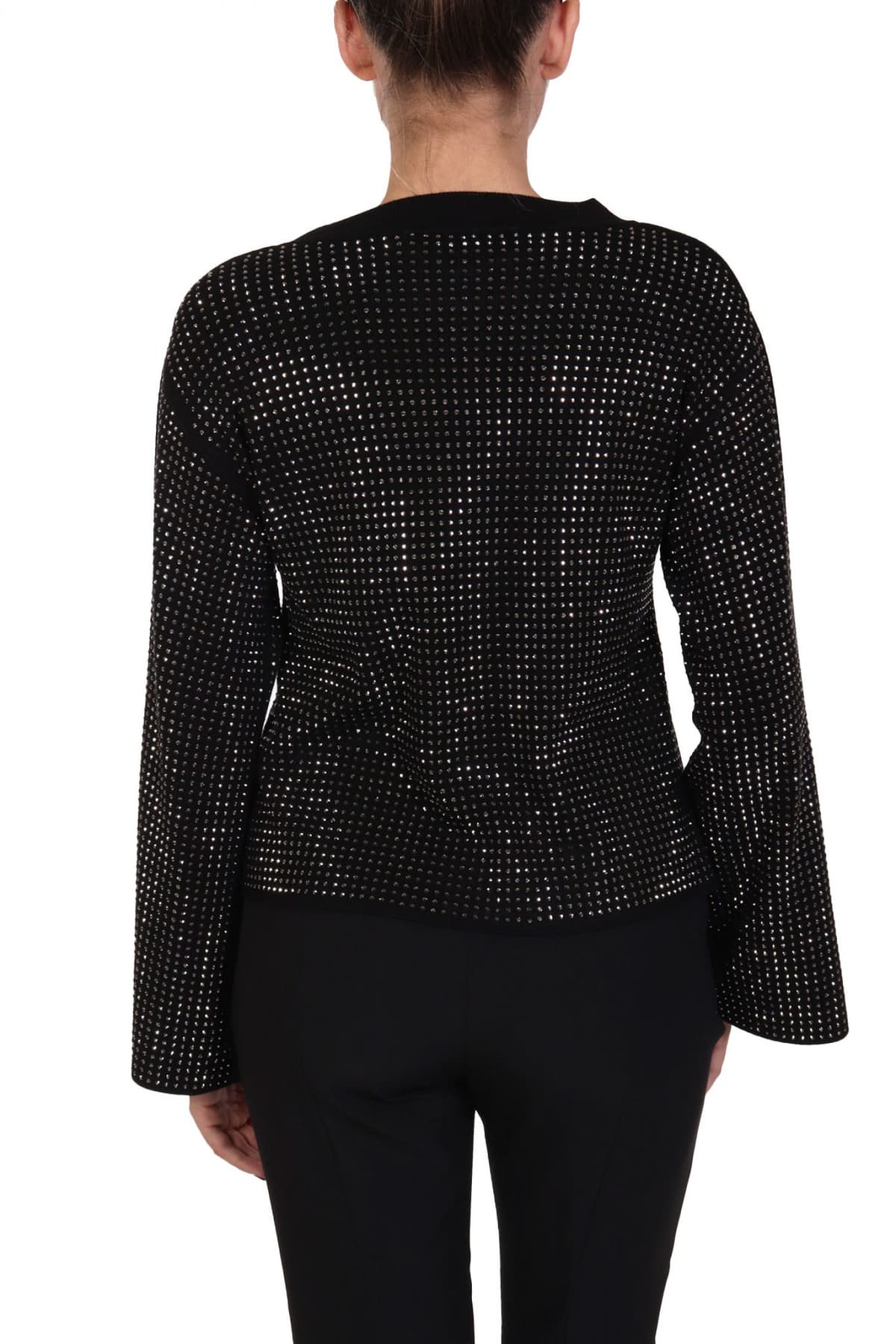 KARL LAGERFELD ΜΠΛΟΥΖΑ RHINESTONE FASHION SWEATER ΚΑΡΦΙΤΣΑ LOGO ΜΑΥΡΟ