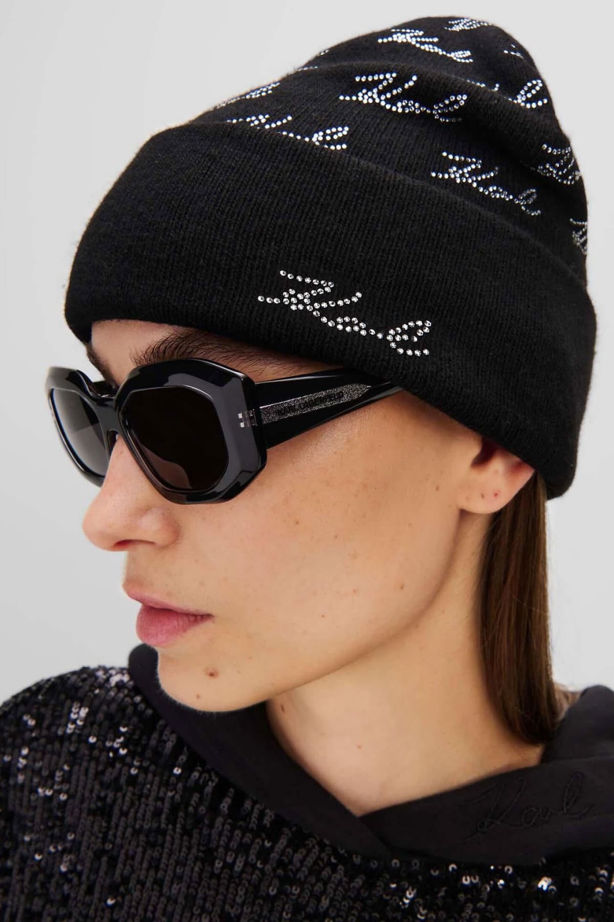 KARL LAGERFELD ΣΚΟΥΦΟΣ K/SIGNATURE RHNSTN ΜΑΥΡΟ