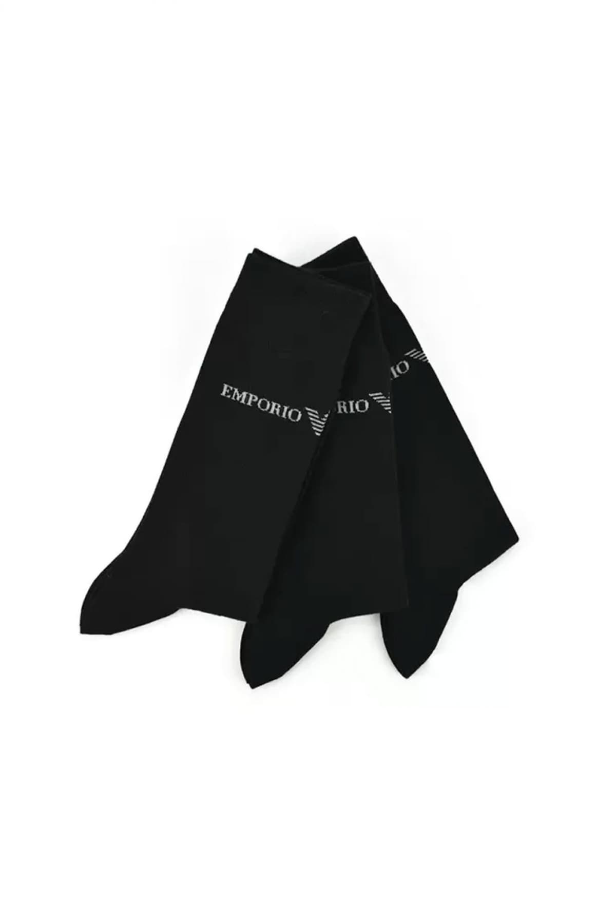 EMPORIO ARMANI ΚΑΛΤΣΕΣ ΣΕΤ 3PACK LOGO ΜΑΥΡΟ