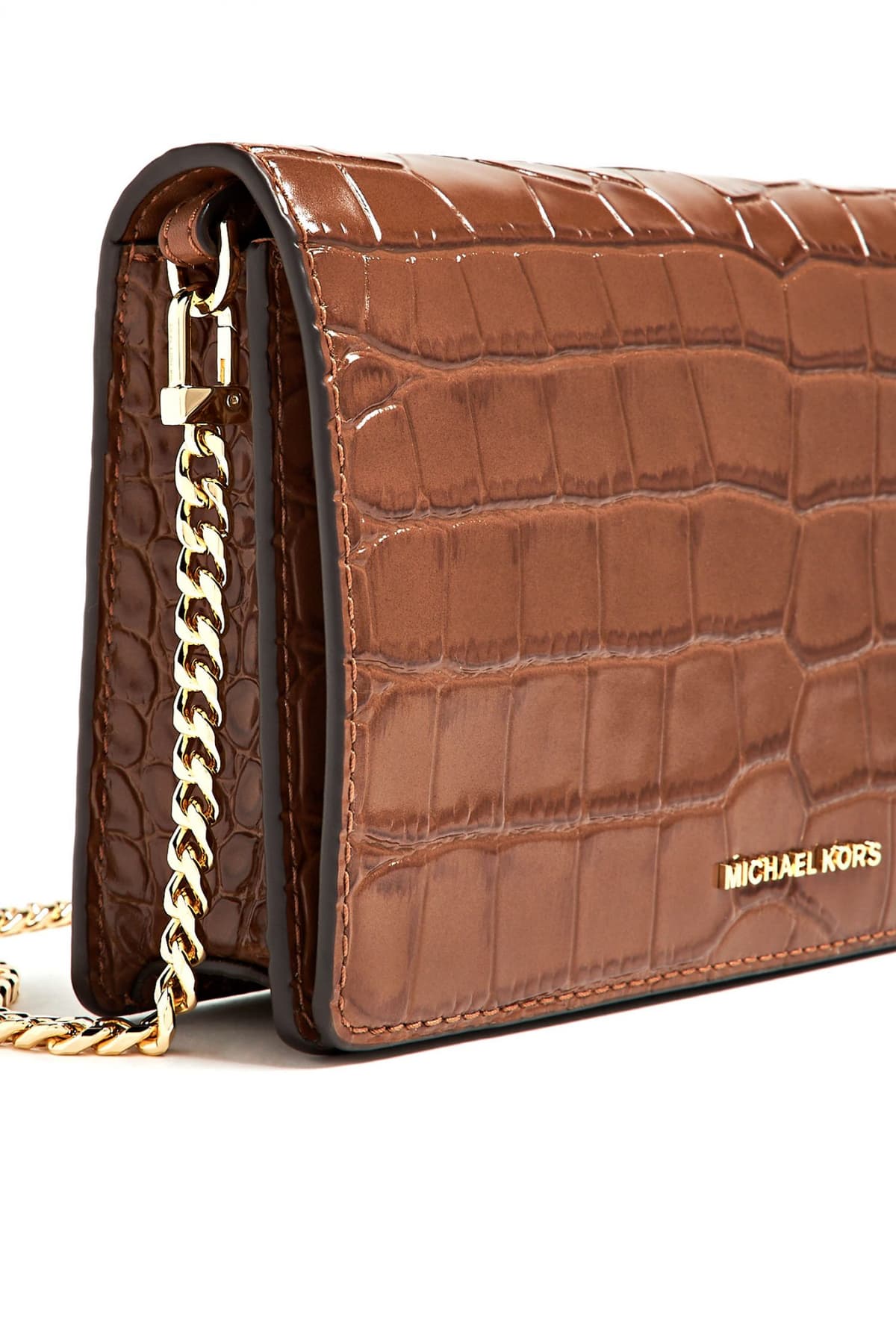 MICHAEL KORS ΤΣΑΝΤΑΚΙ CROSSBODY JET SET ΑΛΥΣΔΑ ΑΝΑΓΛΥΦΟ ΚΡΟΚΟ KAΦΕ