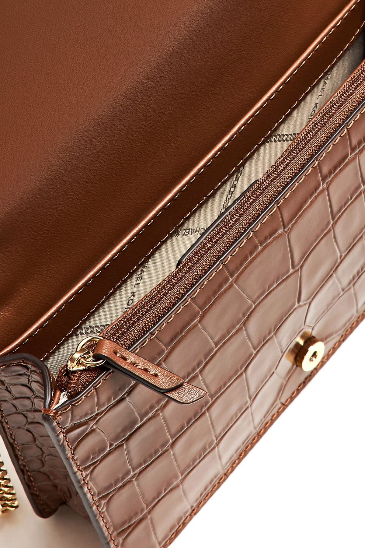 MICHAEL KORS ΤΣΑΝΤΑΚΙ CROSSBODY JET SET ΑΛΥΣΔΑ ΑΝΑΓΛΥΦΟ ΚΡΟΚΟ KAΦΕ