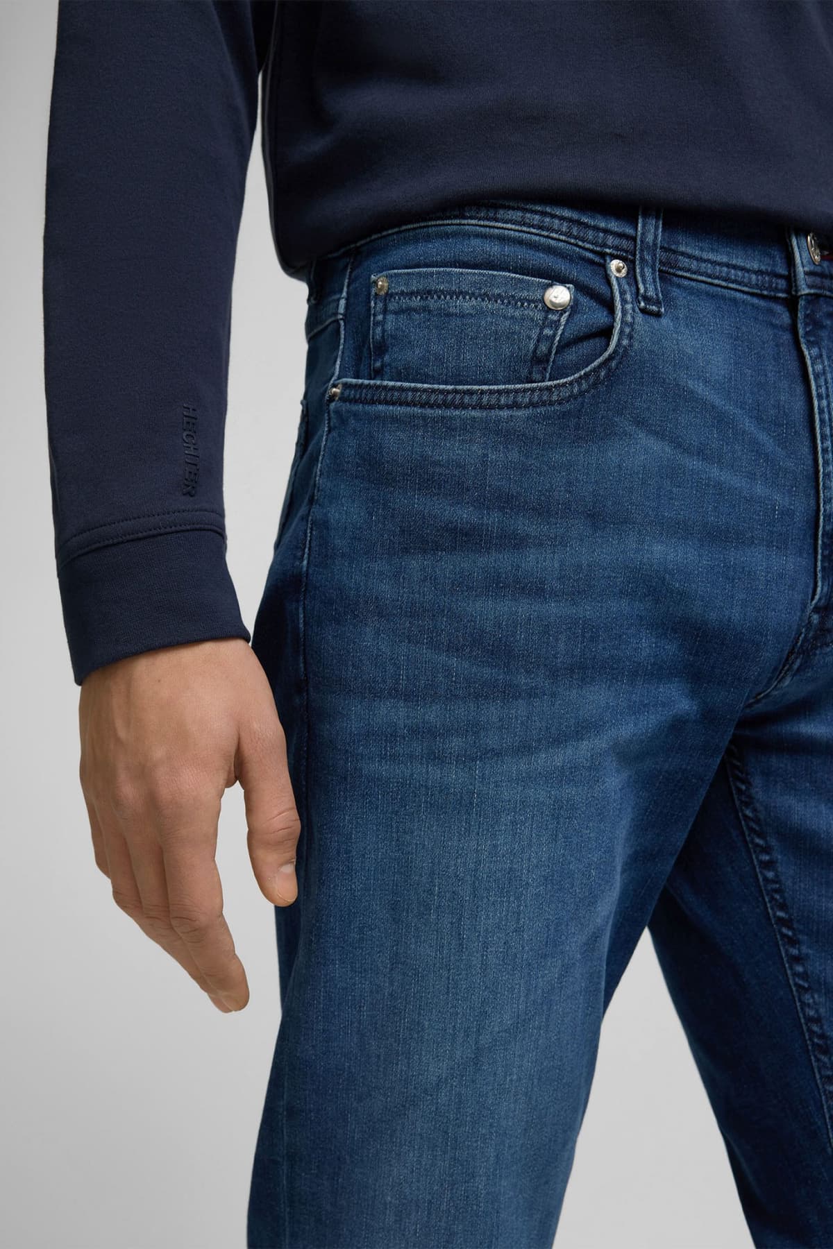 HECHTER ΠΑΝΤΕΛΟΝΙ JEANS H-XTENSION BELFORT REGULAR TAPERED 5-POCKET ΜΠΛΕ