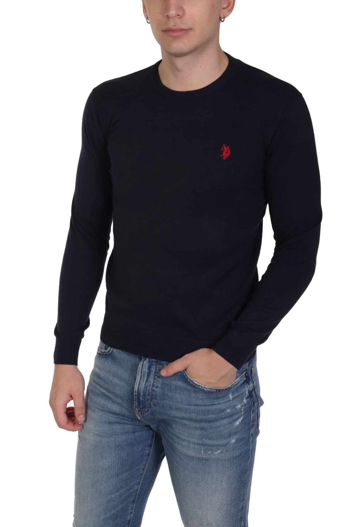 U.S.POLO ASSN ΠΛΕΚΤΟ CREW NECK LOGO LEON ΜΠΛΕ