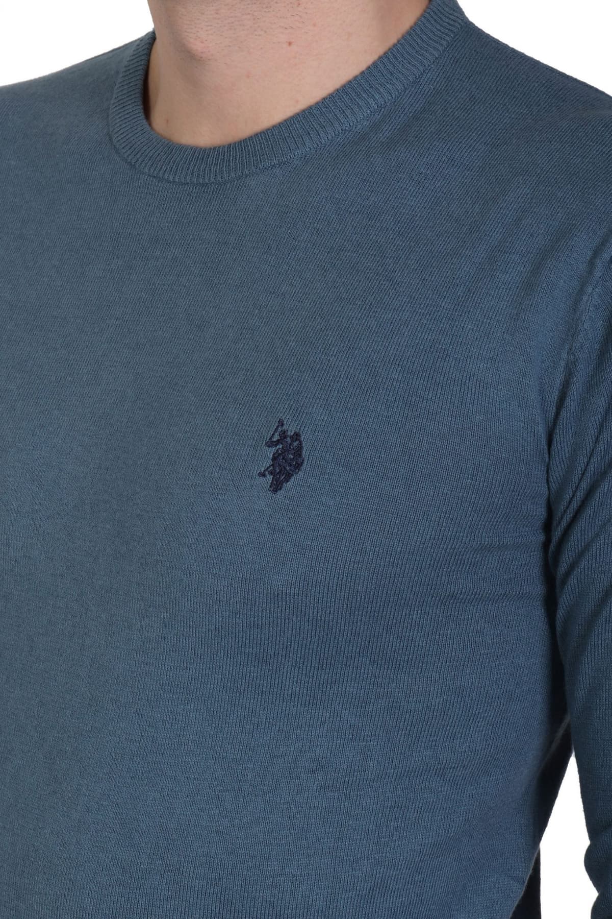 U.S.POLO ASSN ΠΛΕΚΤΟ CREW NECK LOGO LEON ΡΑΦ ΜΠΛΕ