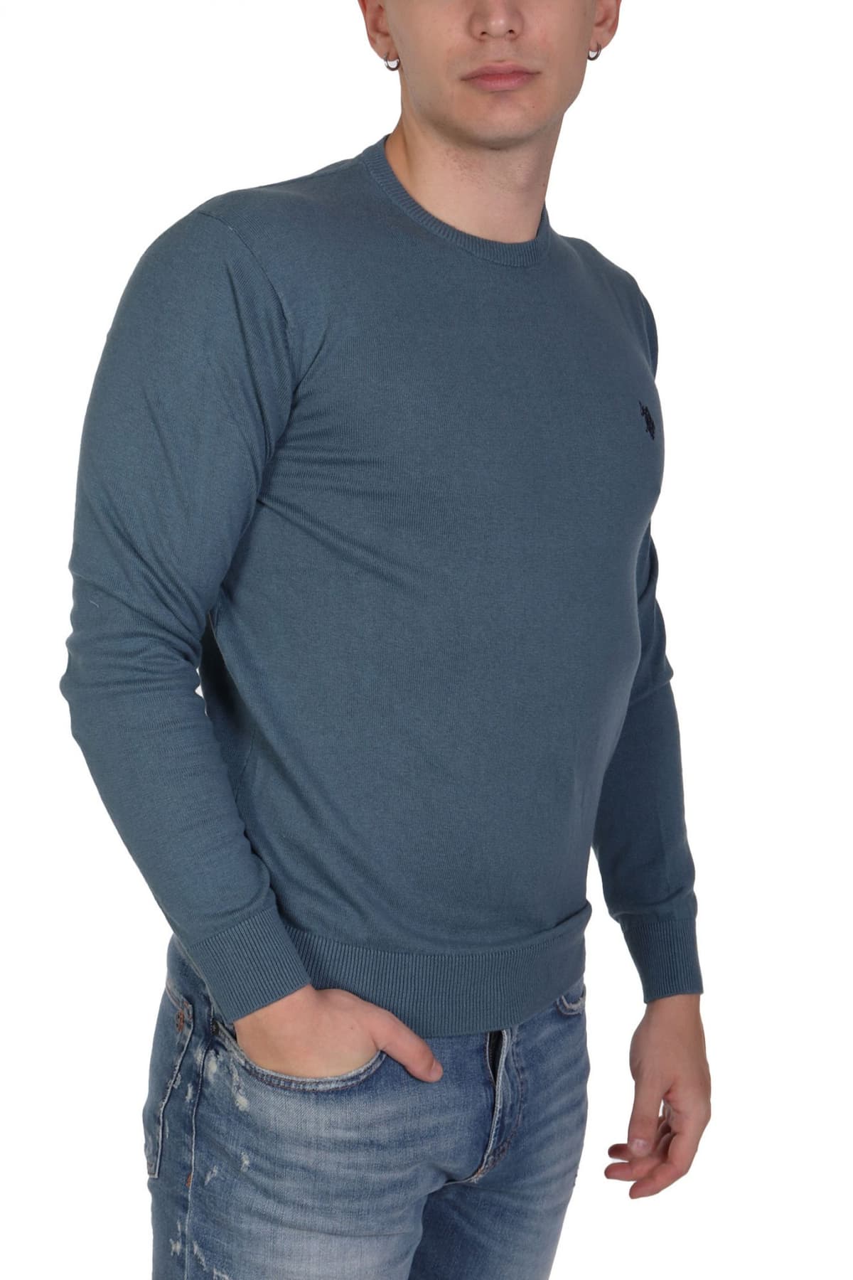 U.S.POLO ASSN ΠΛΕΚΤΟ CREW NECK LOGO LEON ΡΑΦ ΜΠΛΕ