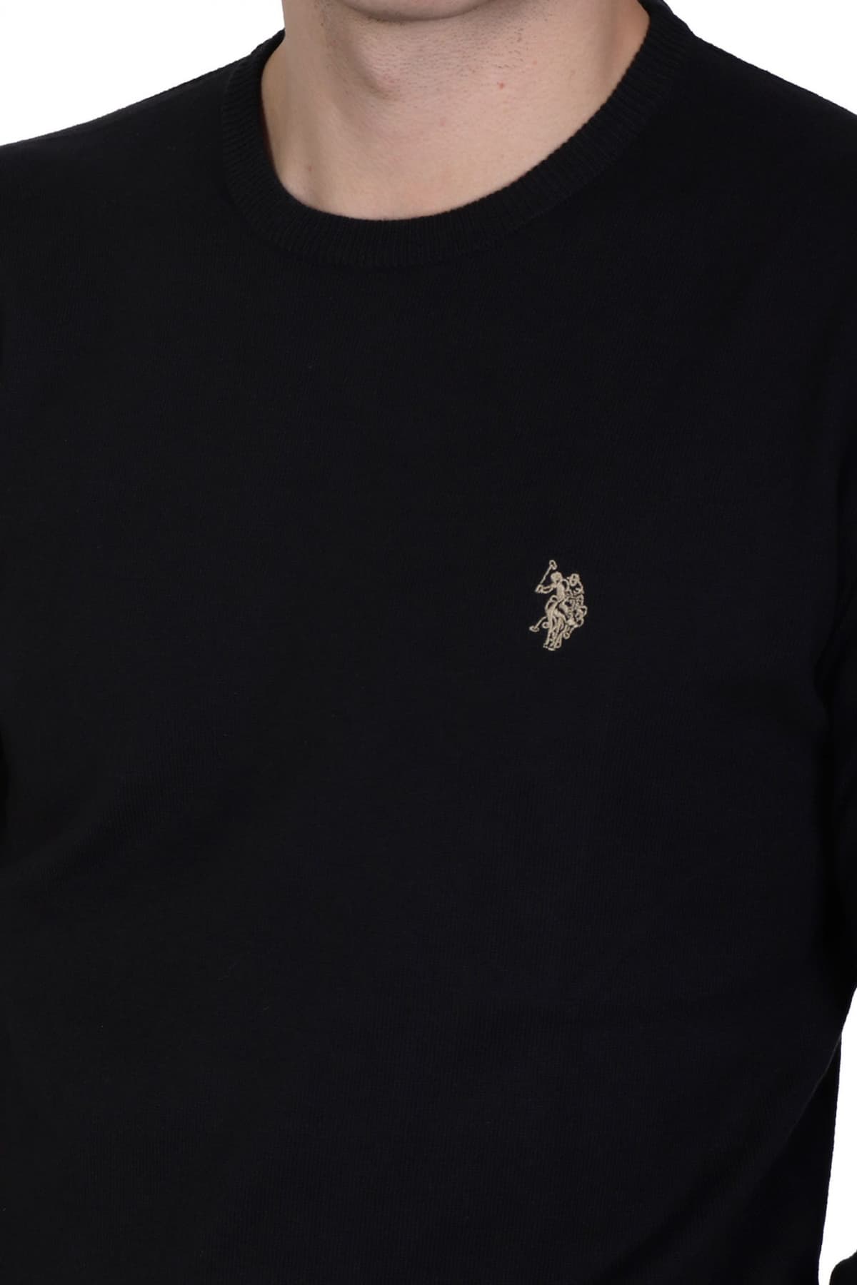 U.S.POLO ASSN ΠΛΕΚΤΟ CREW NECK LOGO LEON ΜΑΥΡΟ