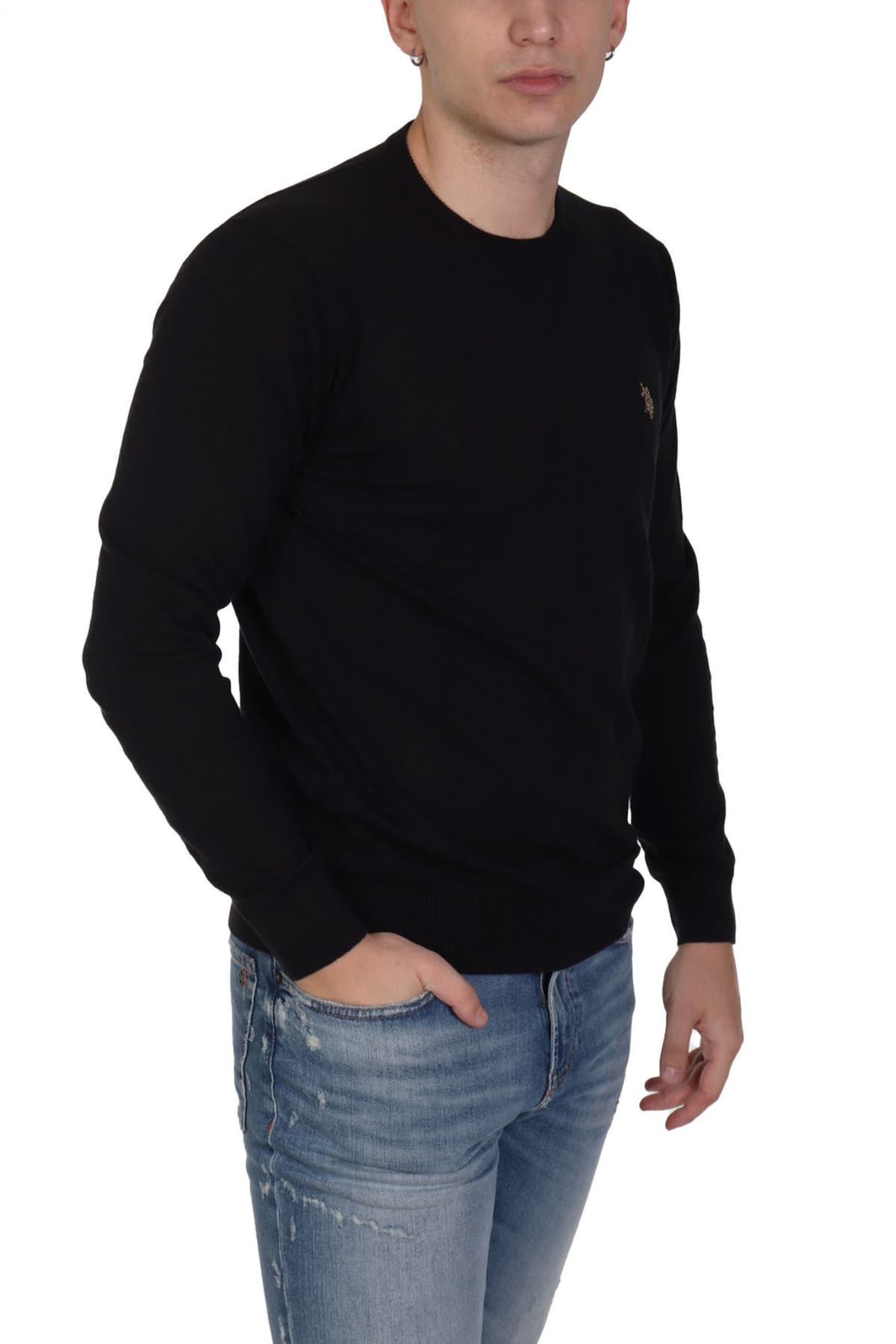 U.S.POLO ASSN ΠΛΕΚΤΟ CREW NECK LOGO LEON ΜΑΥΡΟ