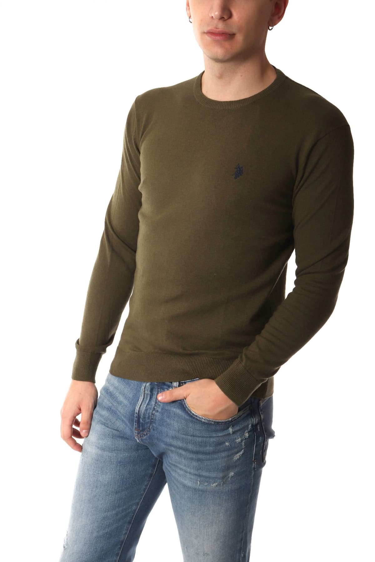 U.S.POLO ASSN ΠΛΕΚΤΟ CREW NECK LOGO LEON ΧΑΚΙ