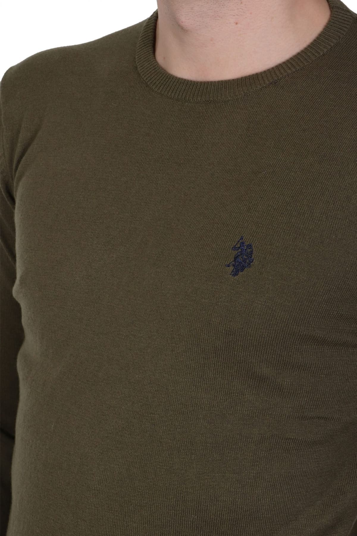 U.S.POLO ASSN ΠΛΕΚΤΟ CREW NECK LOGO LEON ΧΑΚΙ
