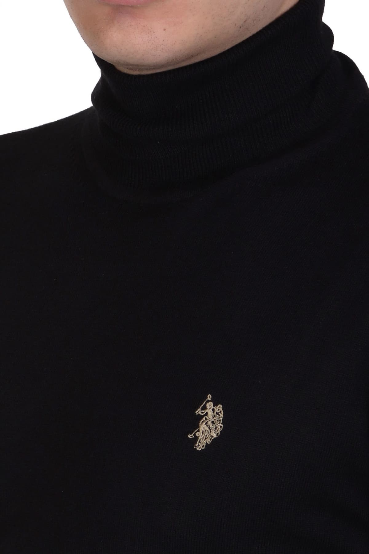U.S.POLO ASSN ΠΛΕΚΤΟ TURTLE NECK LOGO JONN ΜΑΥΡΟ