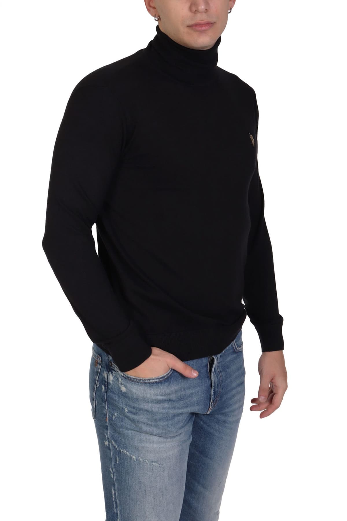 U.S.POLO ASSN ΠΛΕΚΤΟ TURTLE NECK LOGO JONN ΜΑΥΡΟ