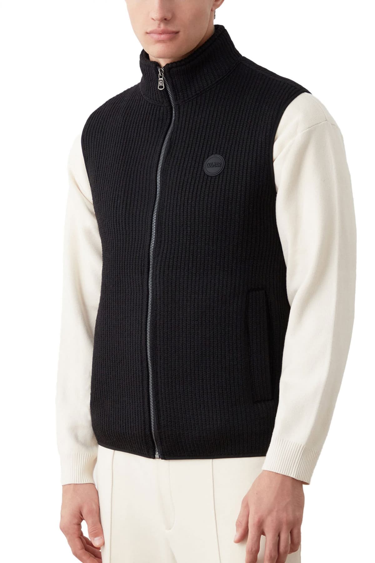 COLMAR ΠΛΕΚΤΟ ΑΜΑΝΙΚΟ FULL ZIP LOGO ΜΑΥΡΟ