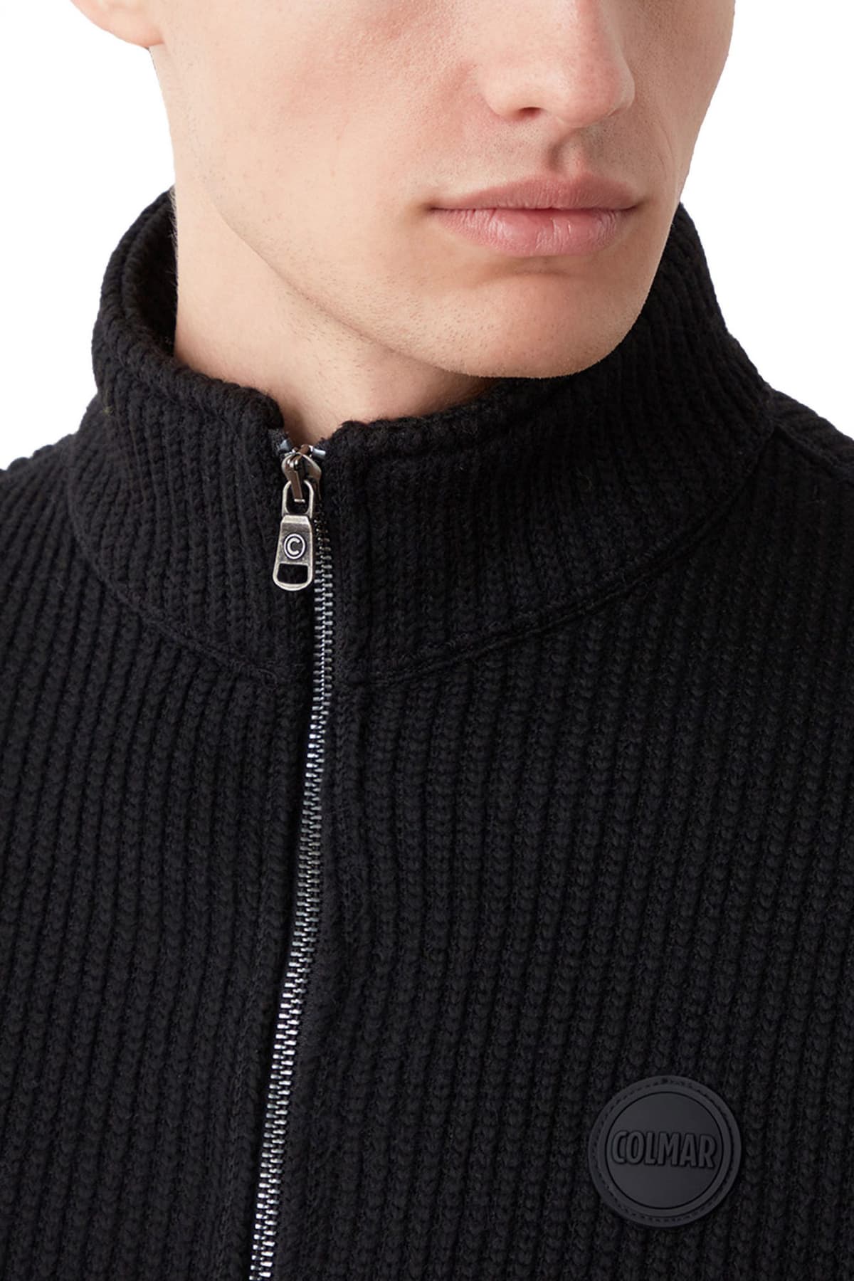 COLMAR ΠΛΕΚΤΟ ΑΜΑΝΙΚΟ FULL ZIP LOGO ΜΑΥΡΟ