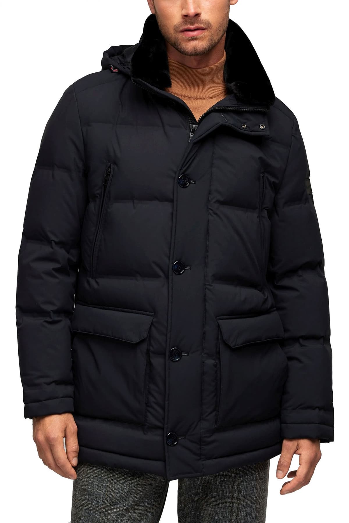 HECTER ΜΠΟΥΦΑΝ ΦΟΥΣΚΩΤΟ PARKA ΜΕ ΑΠΟΣΠΩΜΕΝΗ ΚΟΥΚΟΥΛΑ ΜΑΥΡΟ