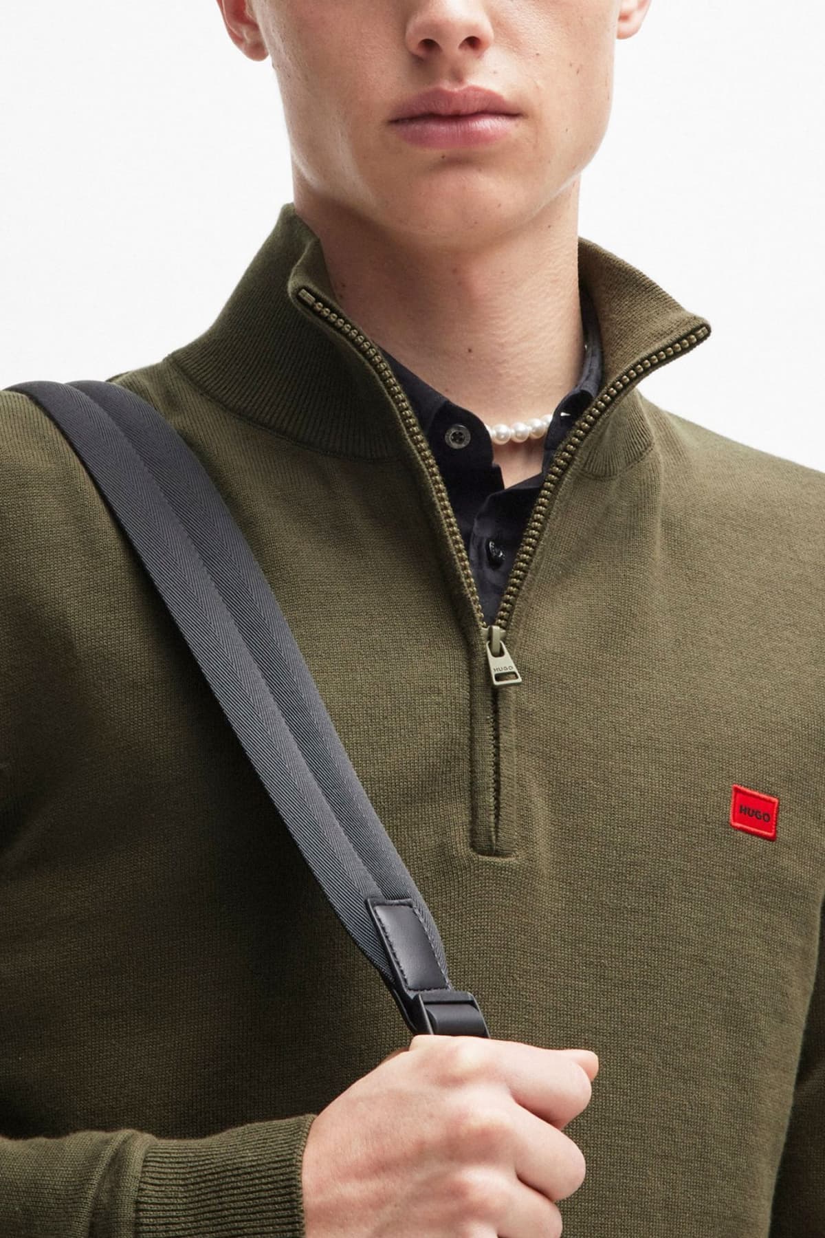 HUGO ΠΛΕΚΤΟ HALFZIP SAN QUINTUS-C ΧΑΚΙ