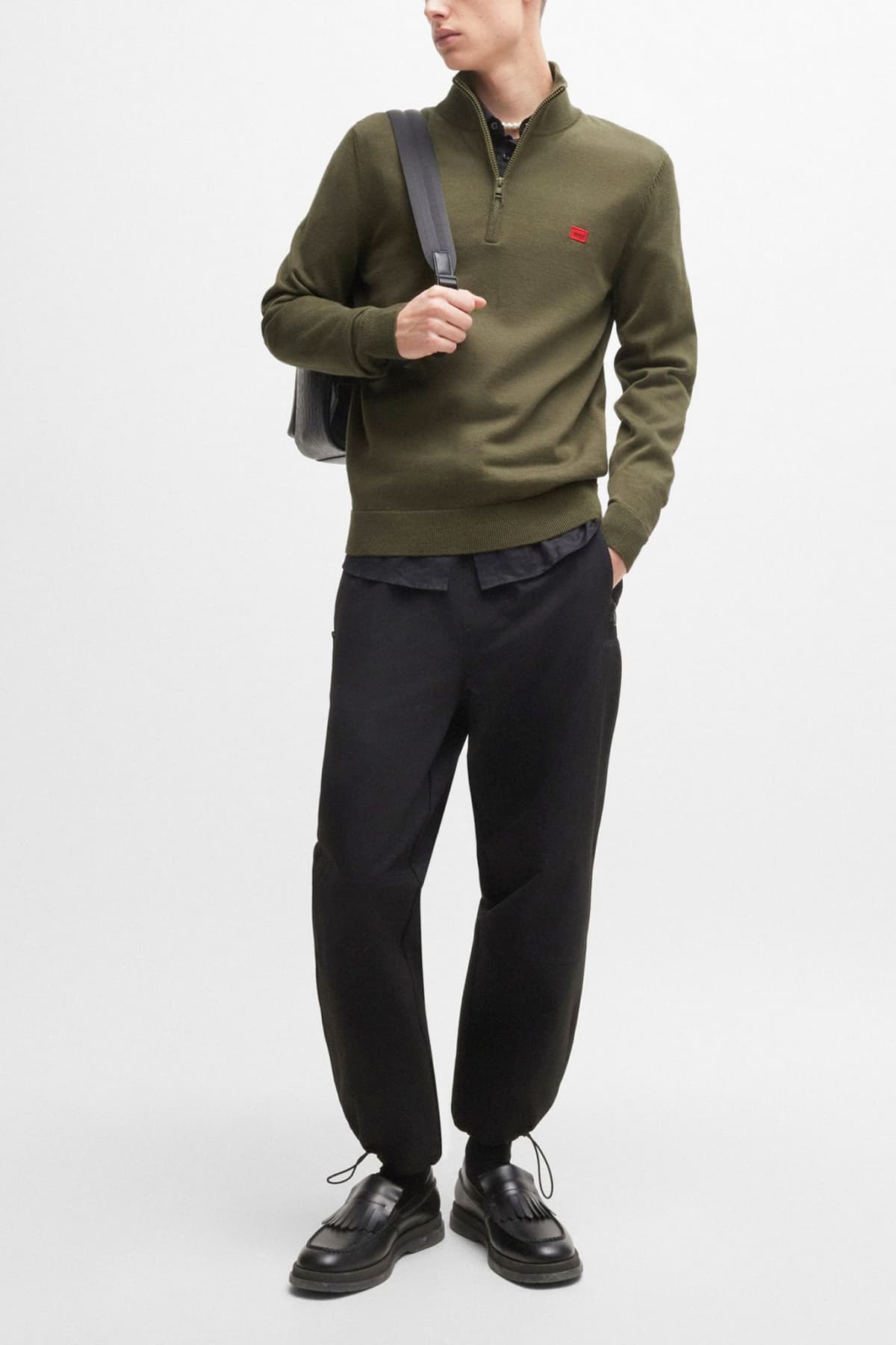 HUGO ΠΛΕΚΤΟ HALFZIP SAN QUINTUS-C ΧΑΚΙ