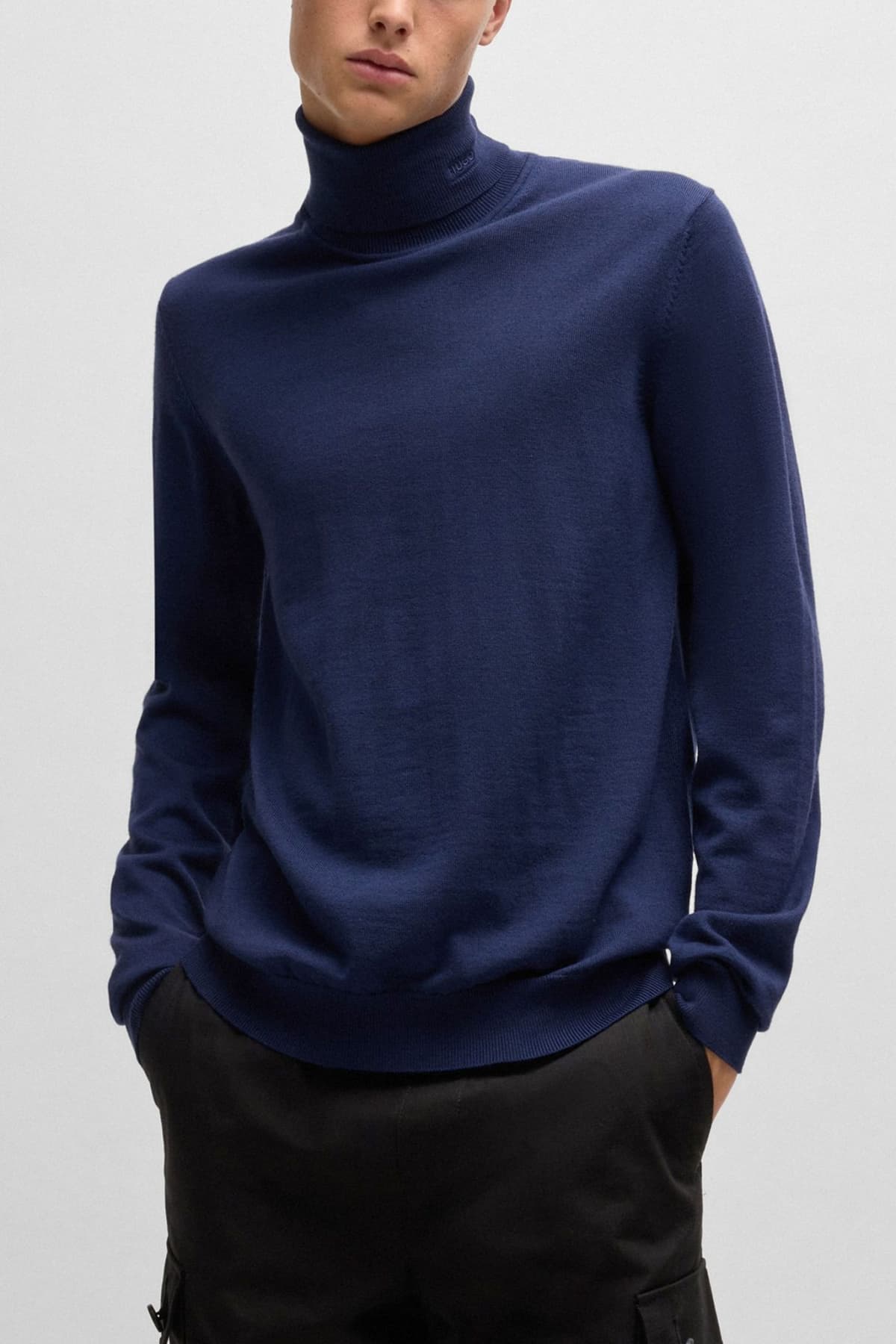 HUGO ΠΛΕΚΤΟ TURTLENECK SAN THOMAS-M ΜΠΛΕ