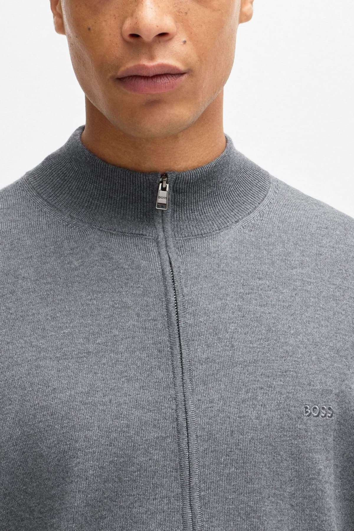 BOSS ΠΛΕΚΤΟ FULL ZIP BALONSO-L ΓΚΡΙ