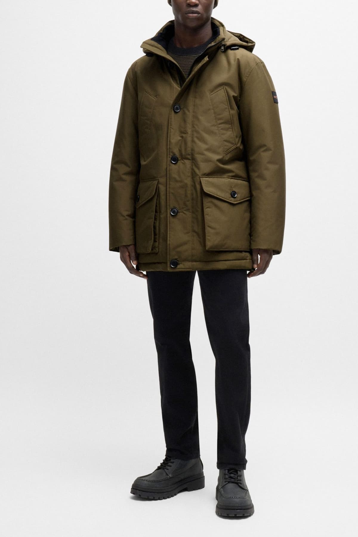 BOSS CASUAL ΜΠΟΥΦΑΝ JACKET ΑΠΟΣΠΩΜΕΝΗ ΚΟΥΚΟΥΛΑ OSIASS ΧΑΚΙ