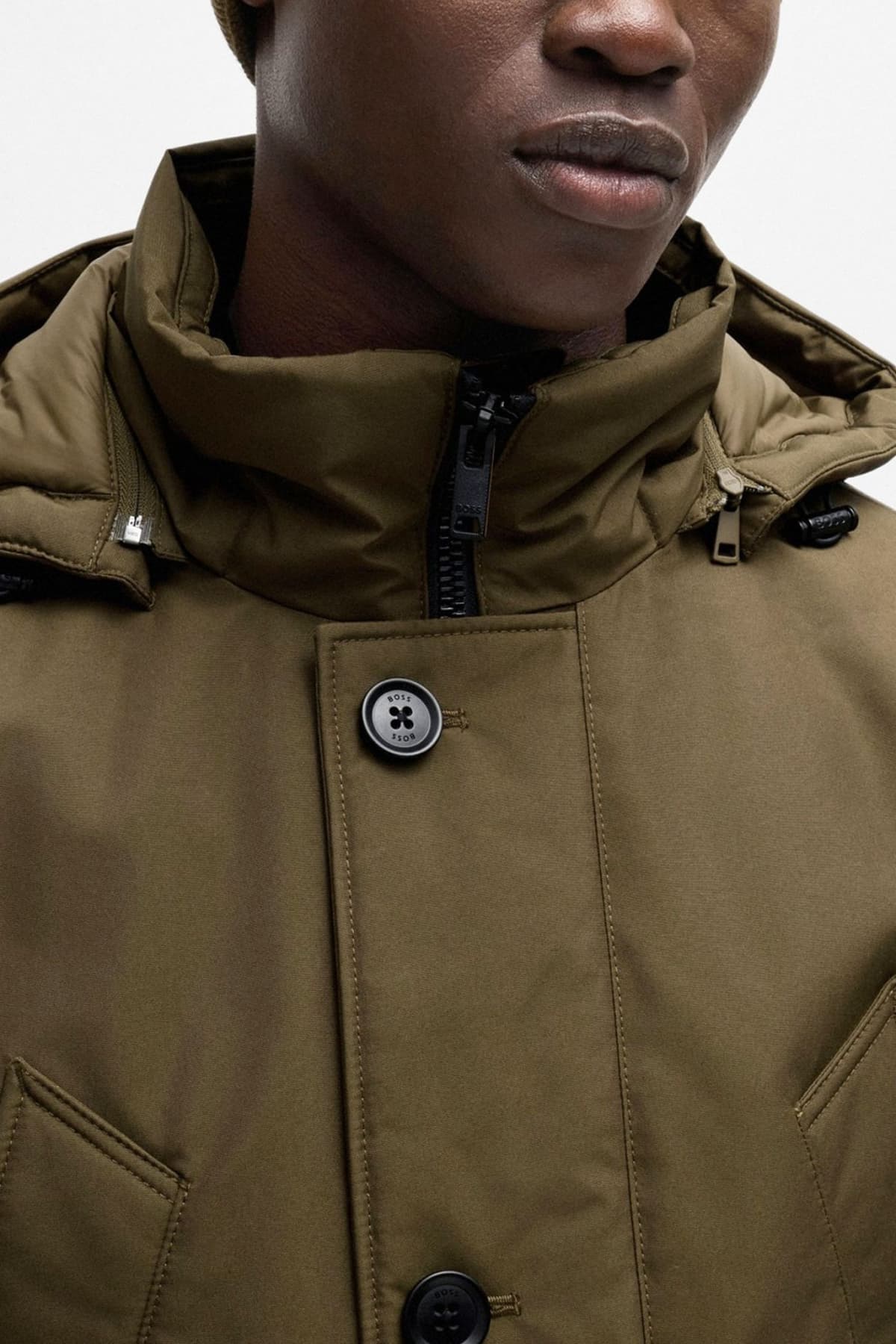 BOSS CASUAL ΜΠΟΥΦΑΝ JACKET ΑΠΟΣΠΩΜΕΝΗ ΚΟΥΚΟΥΛΑ OSIASS ΧΑΚΙ