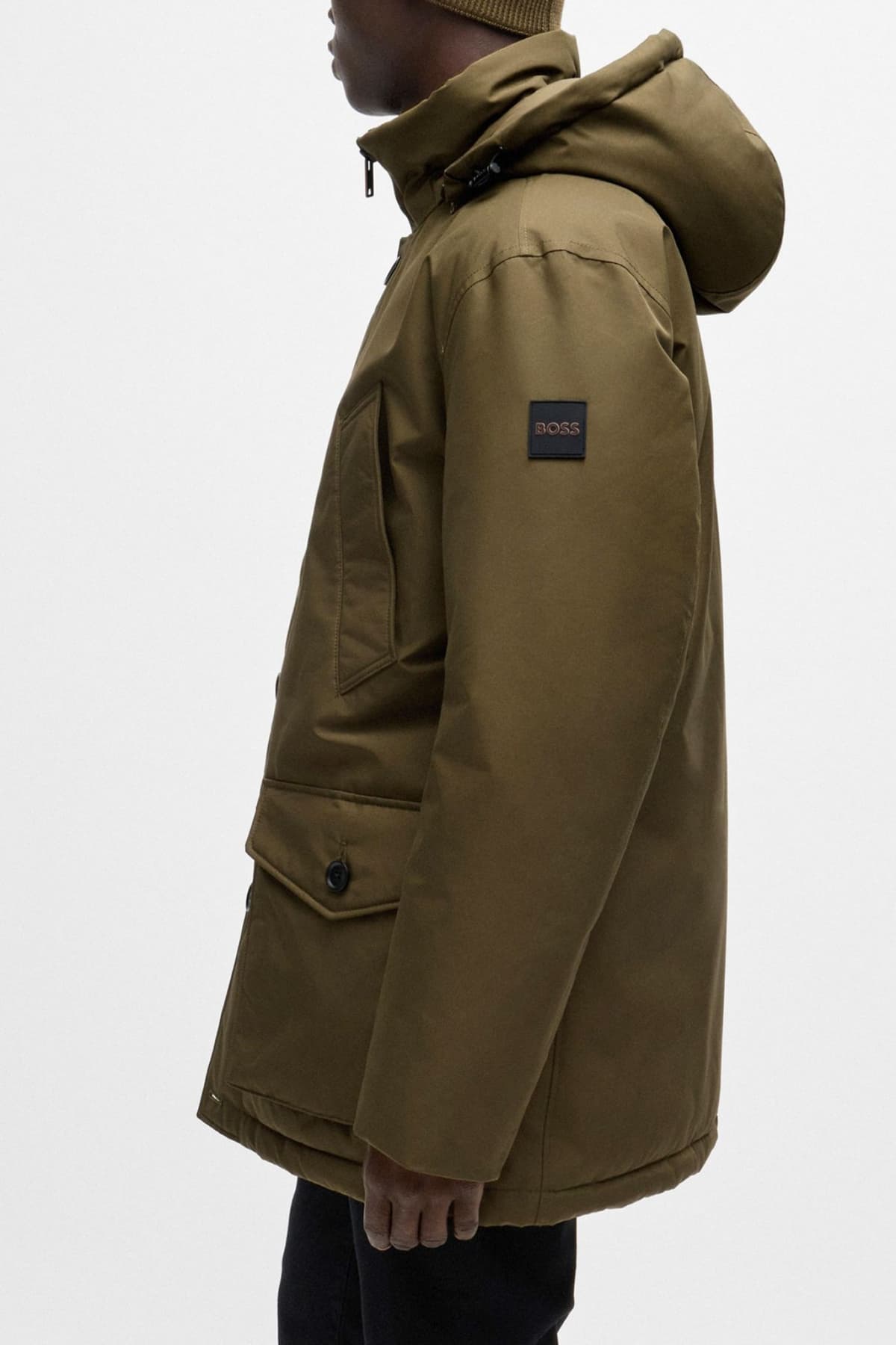 BOSS CASUAL ΜΠΟΥΦΑΝ JACKET ΑΠΟΣΠΩΜΕΝΗ ΚΟΥΚΟΥΛΑ OSIASS ΧΑΚΙ