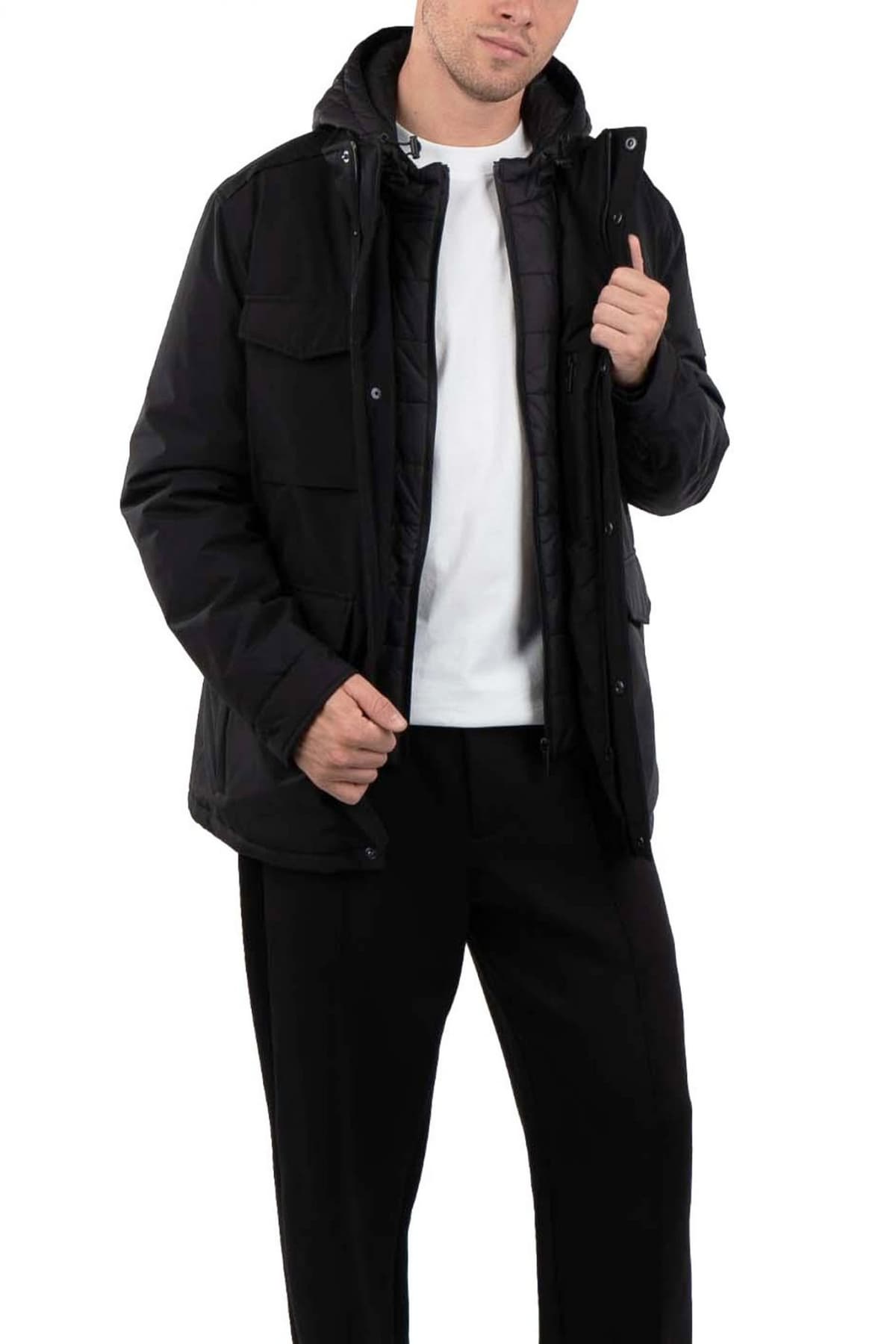 KARL LAGERFELD ΜΠΟΥΦΑΝ JACKET HOODIE LOGO ΜΑΥΡΟ