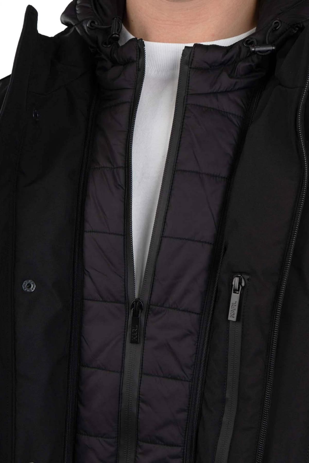 KARL LAGERFELD ΜΠΟΥΦΑΝ JACKET HOODIE LOGO ΜΑΥΡΟ