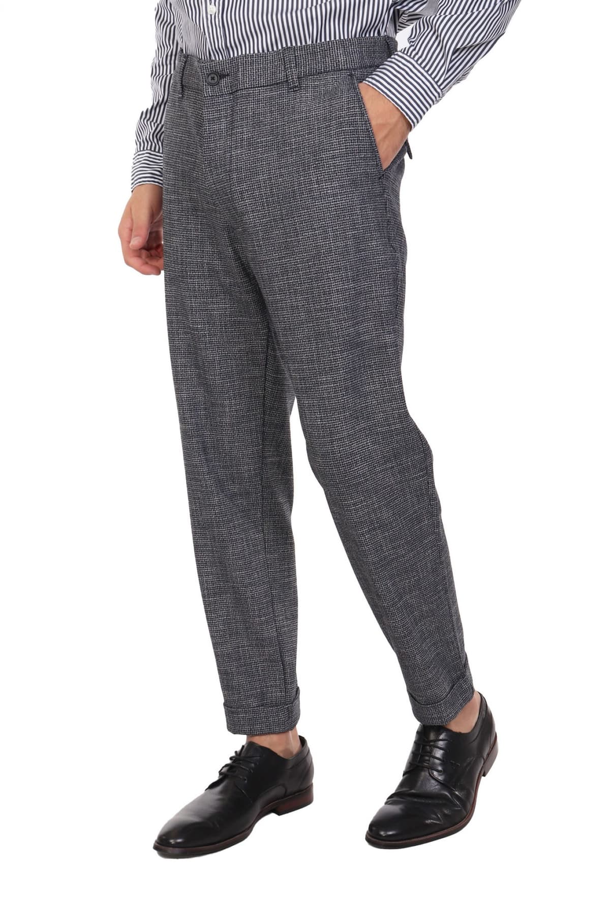 BOSS ΠΑΝΤΕΛΟΝΙ CHINO ΜΙΚΡΟΣΧΕΔΙΟ REGULAR TAPERED K-KANE-IDS-TU ΜΑΥΡΟ