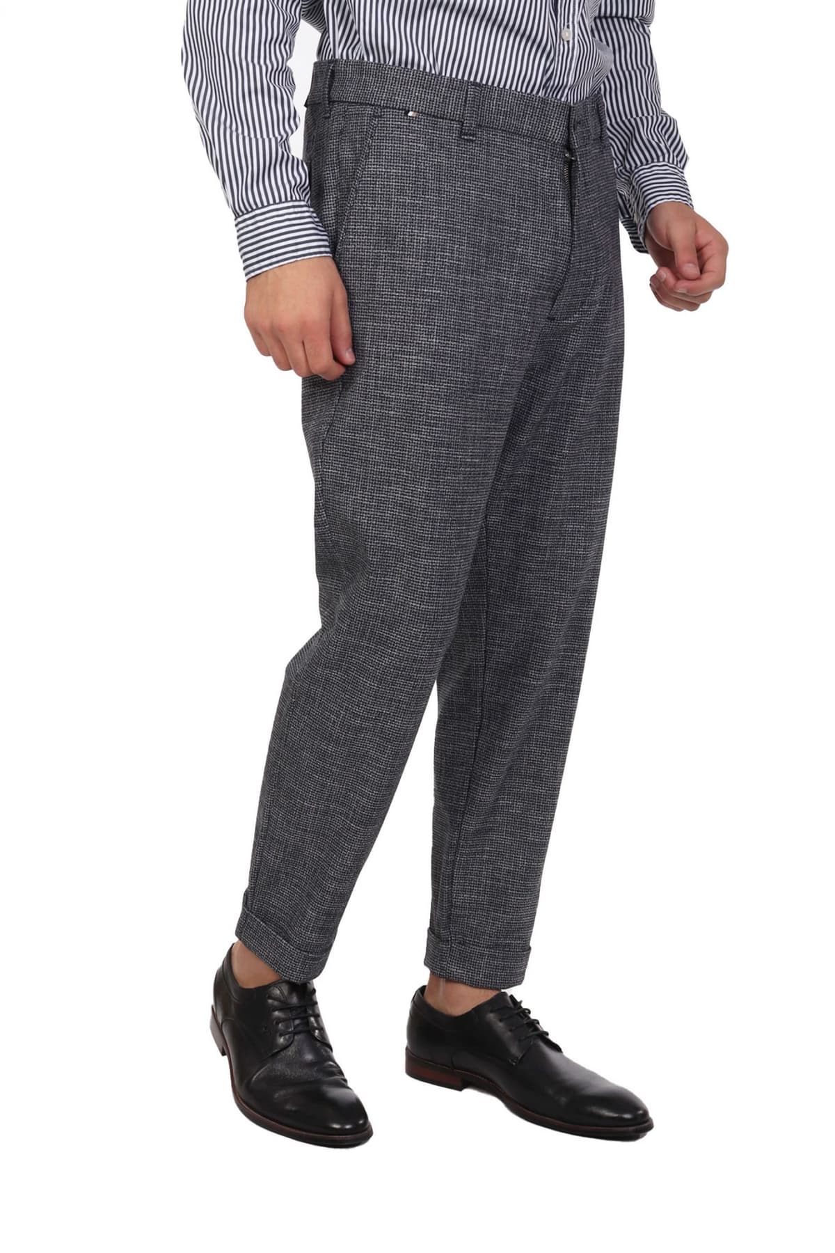 BOSS ΠΑΝΤΕΛΟΝΙ CHINO ΜΙΚΡΟΣΧΕΔΙΟ REGULAR TAPERED K-KANE-IDS-TU ΜΑΥΡΟ