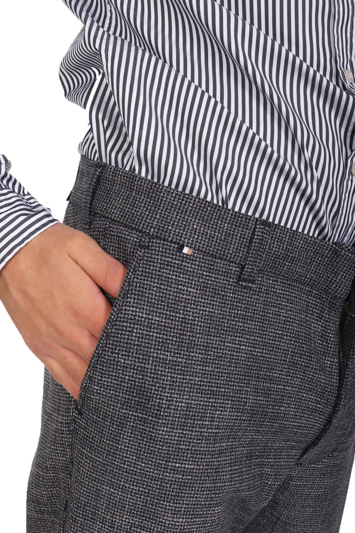 BOSS ΠΑΝΤΕΛΟΝΙ CHINO ΜΙΚΡΟΣΧΕΔΙΟ REGULAR TAPERED K-KANE-IDS-TU ΜΑΥΡΟ