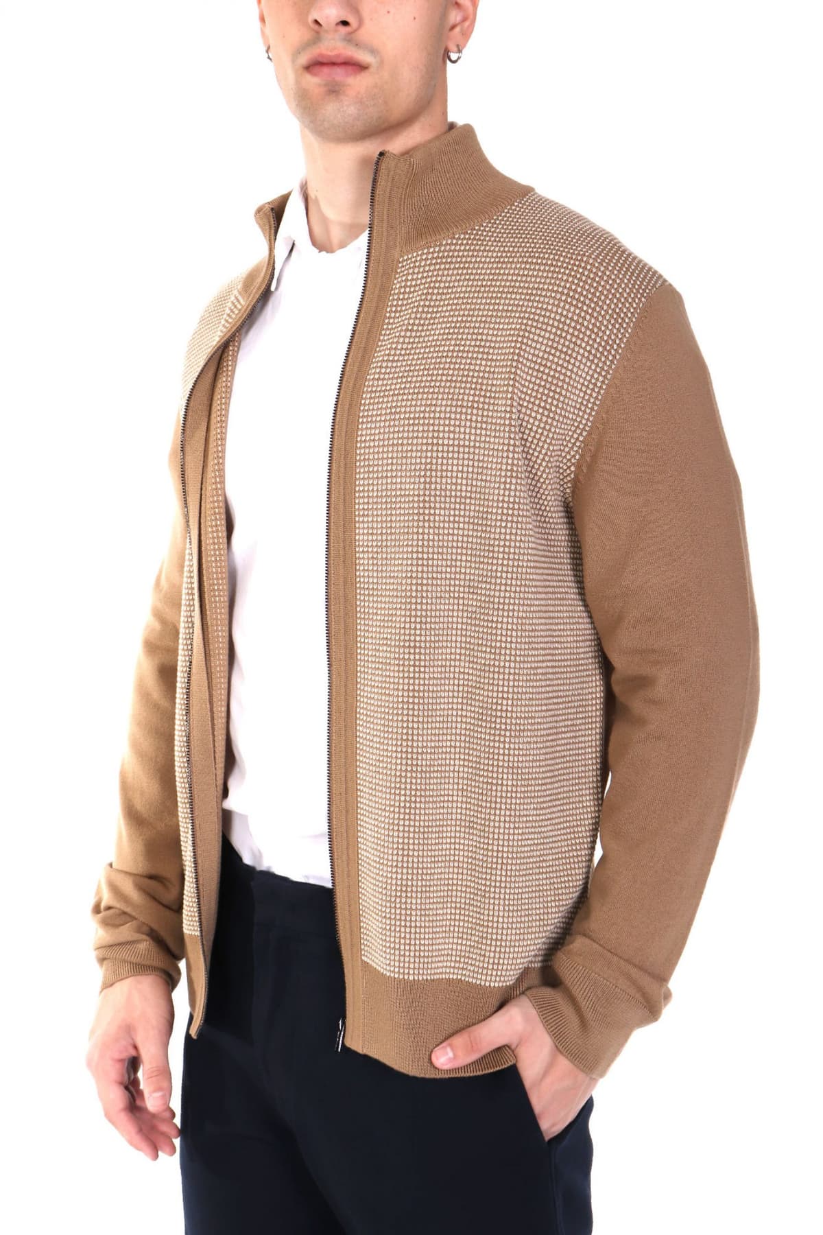 BOSS ΠΛΕΚΤΟ FULLZIP H-DAVETO ΜΠΕΖ