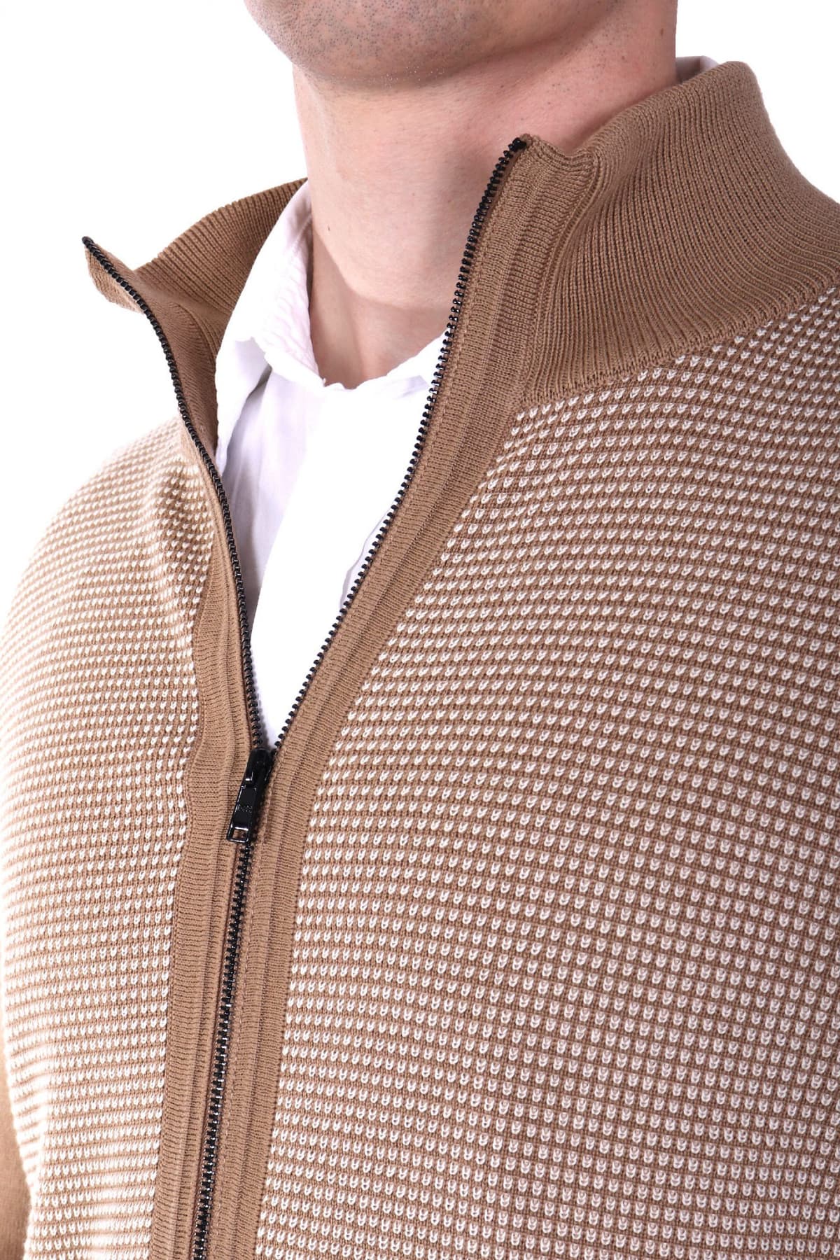 BOSS ΠΛΕΚΤΟ FULLZIP H-DAVETO ΜΠΕΖ