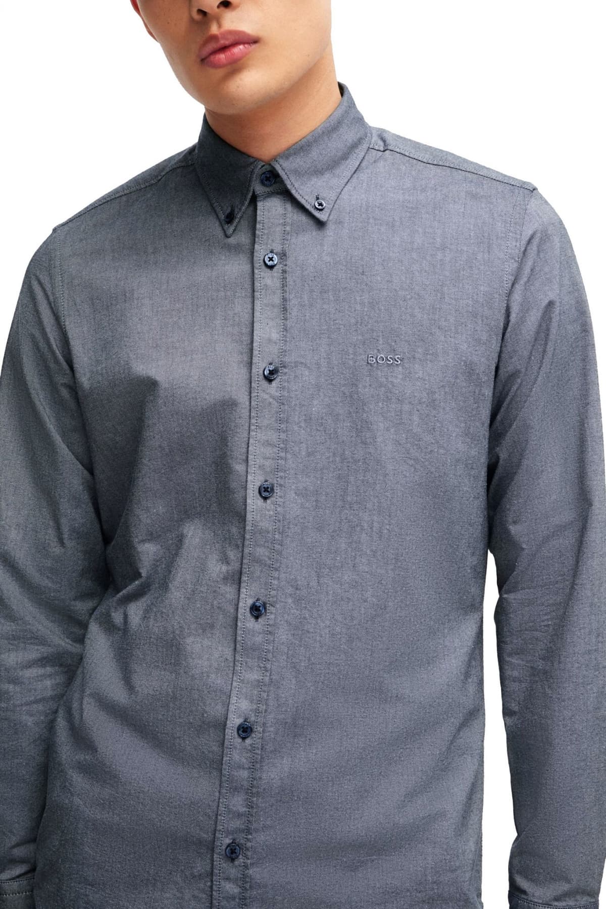 BOSS CASUAL ΠΟΥΚΑΜΙΣΟ BUTTON DOWN REGULAR FIT RICKERT M ΜΠΛΕ