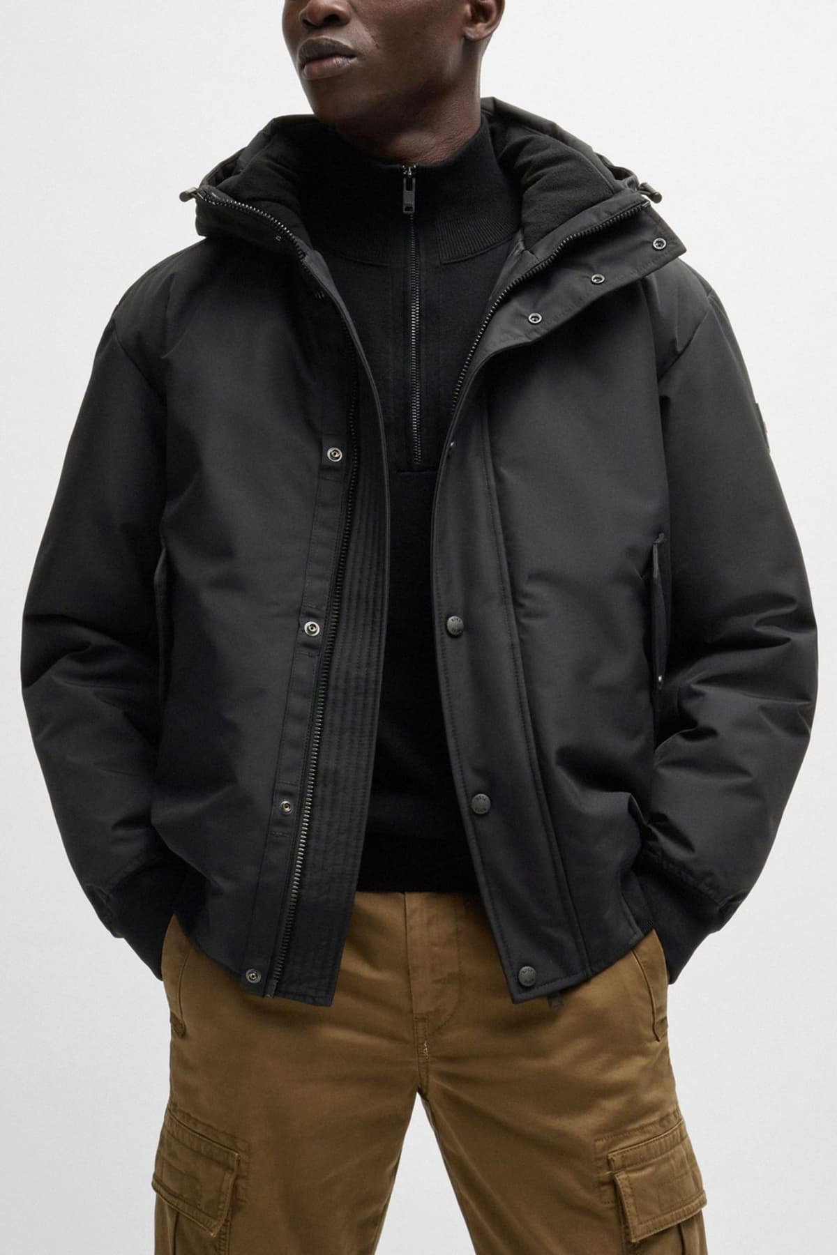 BOSS CASUAL ΜΠΟΥΦΑΝ BOMBER HOODIE OSIS ΜΑΥΡΟ