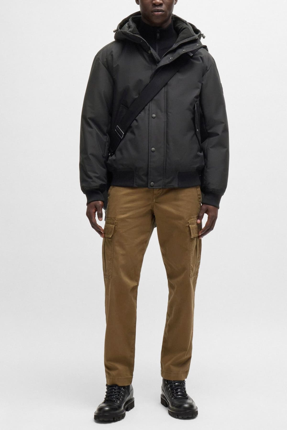 BOSS CASUAL ΜΠΟΥΦΑΝ BOMBER HOODIE OSIS ΜΑΥΡΟ