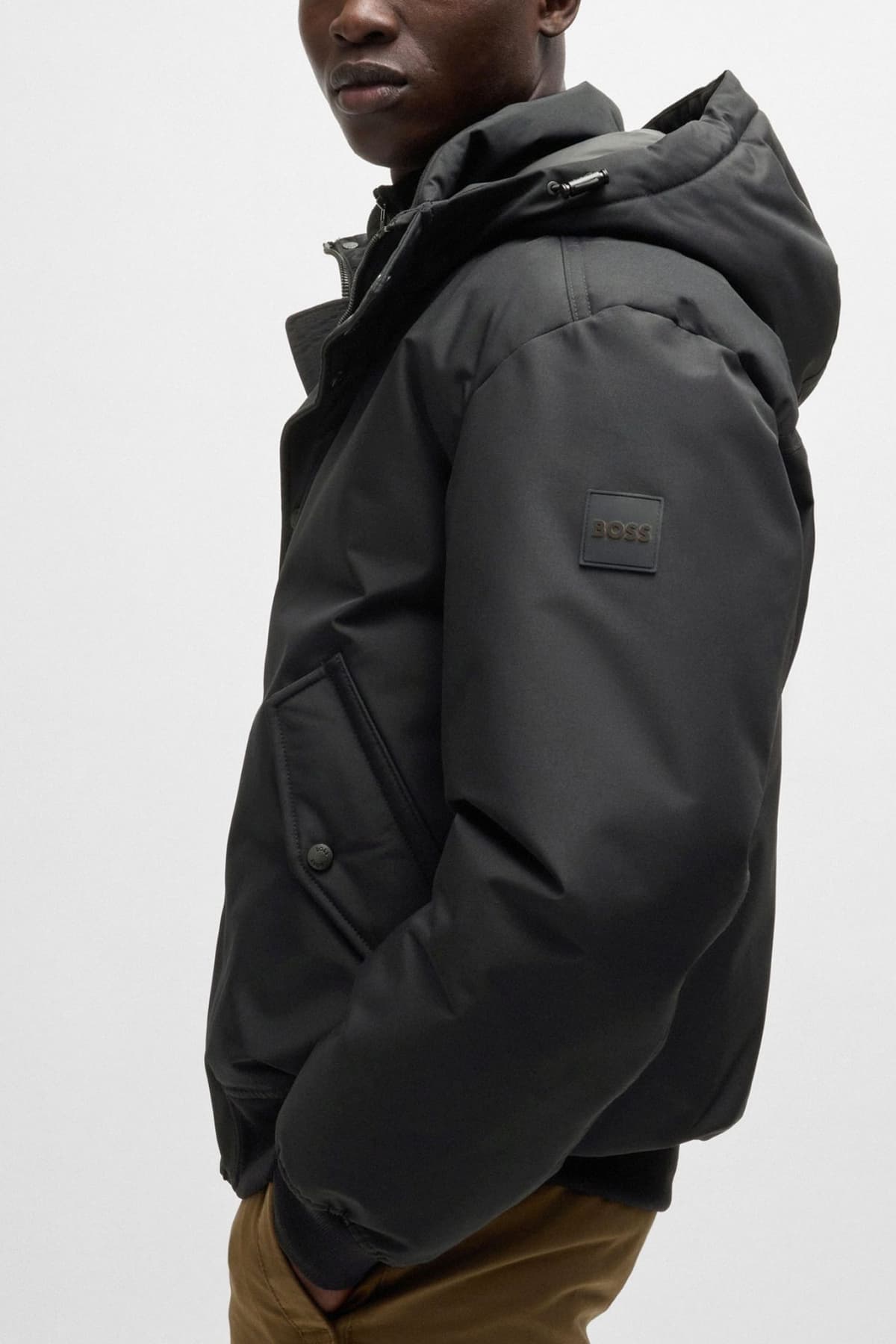 BOSS CASUAL ΜΠΟΥΦΑΝ BOMBER HOODIE OSIS ΜΑΥΡΟ