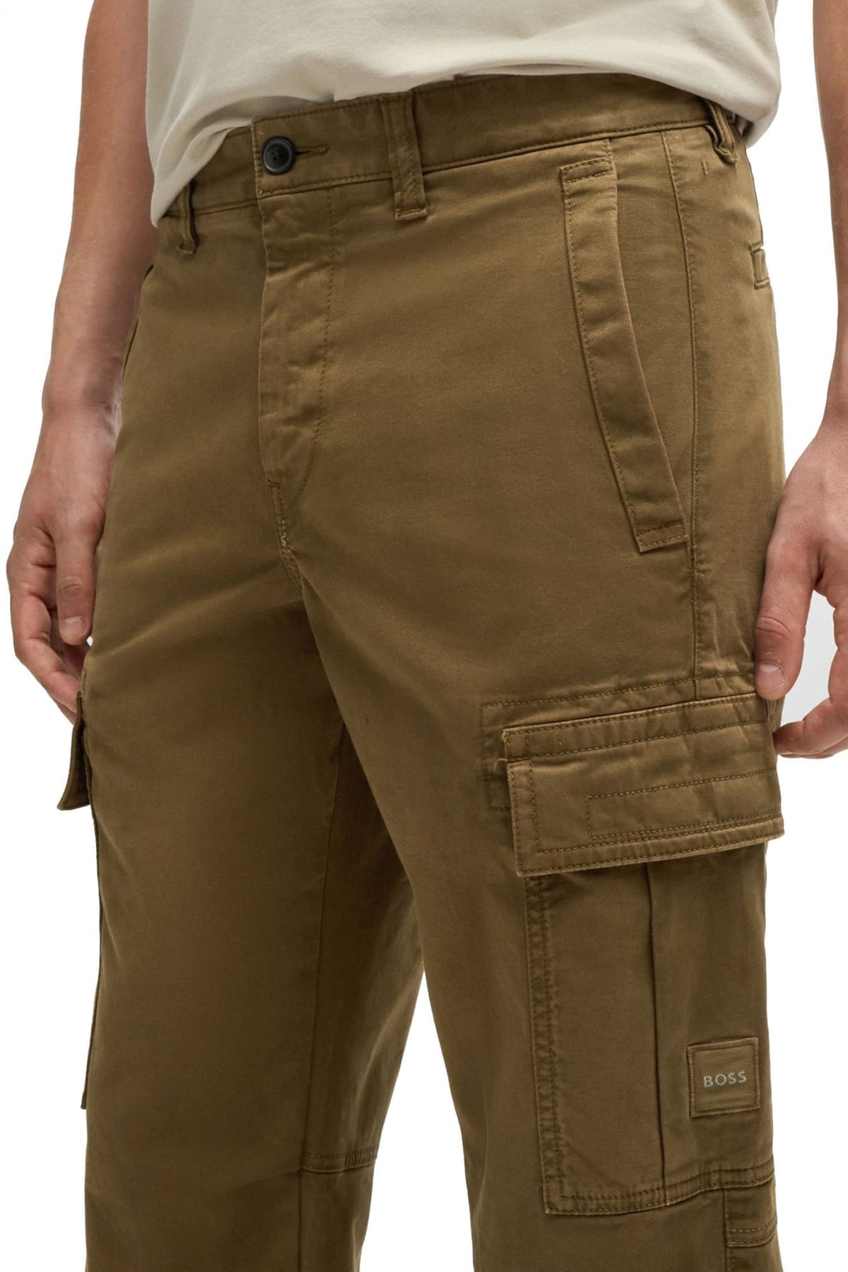 BOSS CASUAL ΠΑΝΤΕΛΟΝΙ CARGO TAPERED FIT SISLA-7-CARGO ΧΑΚΙ