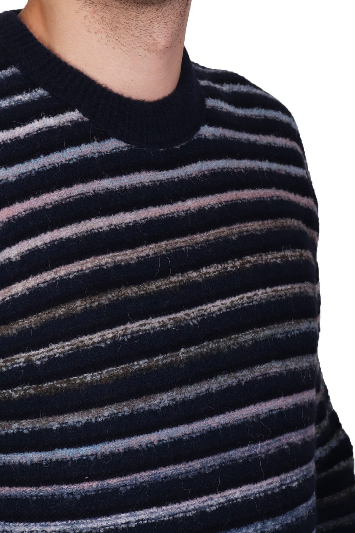 BOSS CASUAL ΠΛΕΚΤΟ CREW NECK ΡΙΓΕ ATUM ΜΠΛΕ