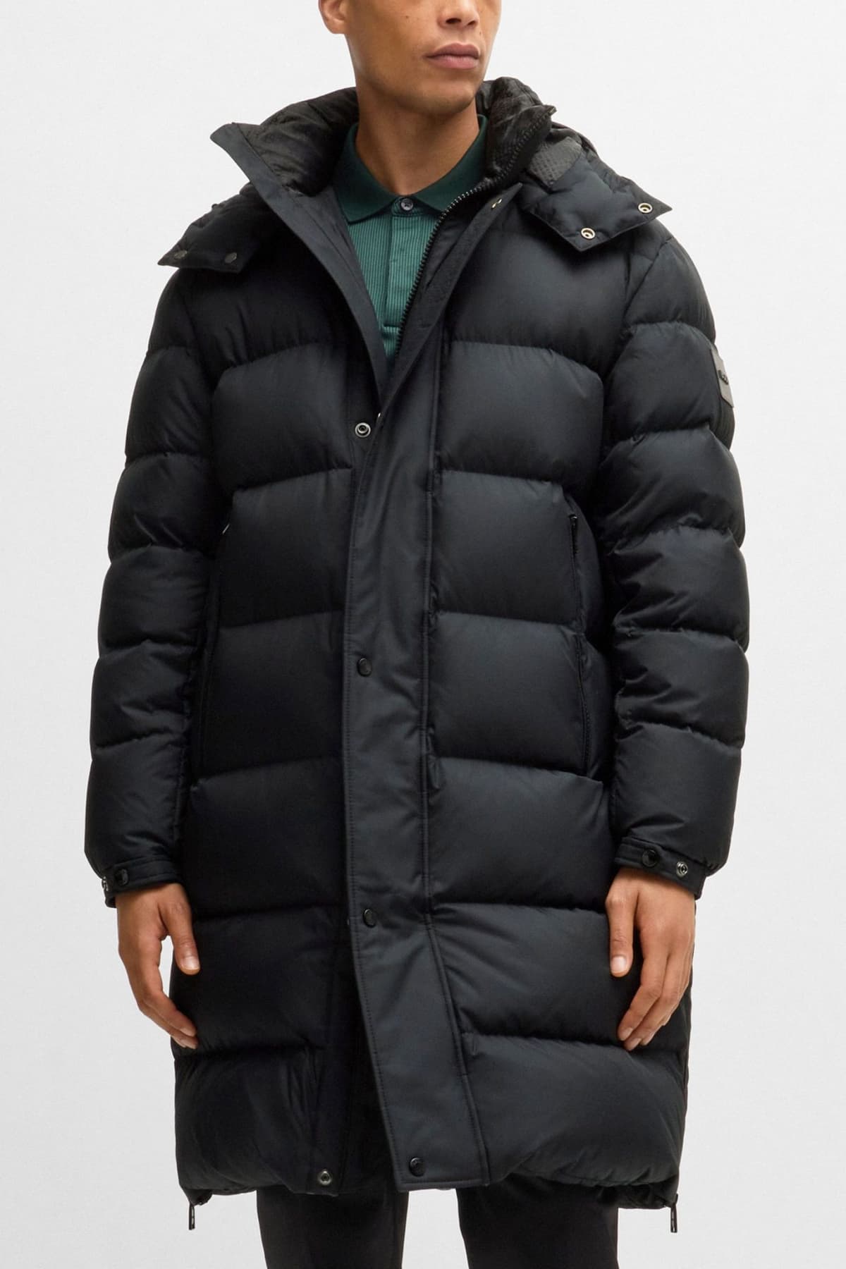 BOSS ΜΠΟΥΦΑΝ PUFFER ΑΠΟΣΠΩΜΕΝΗ ΚΟΥΚΟΥΛΑ H-DONDEN5 ΜΑΥΡΟ