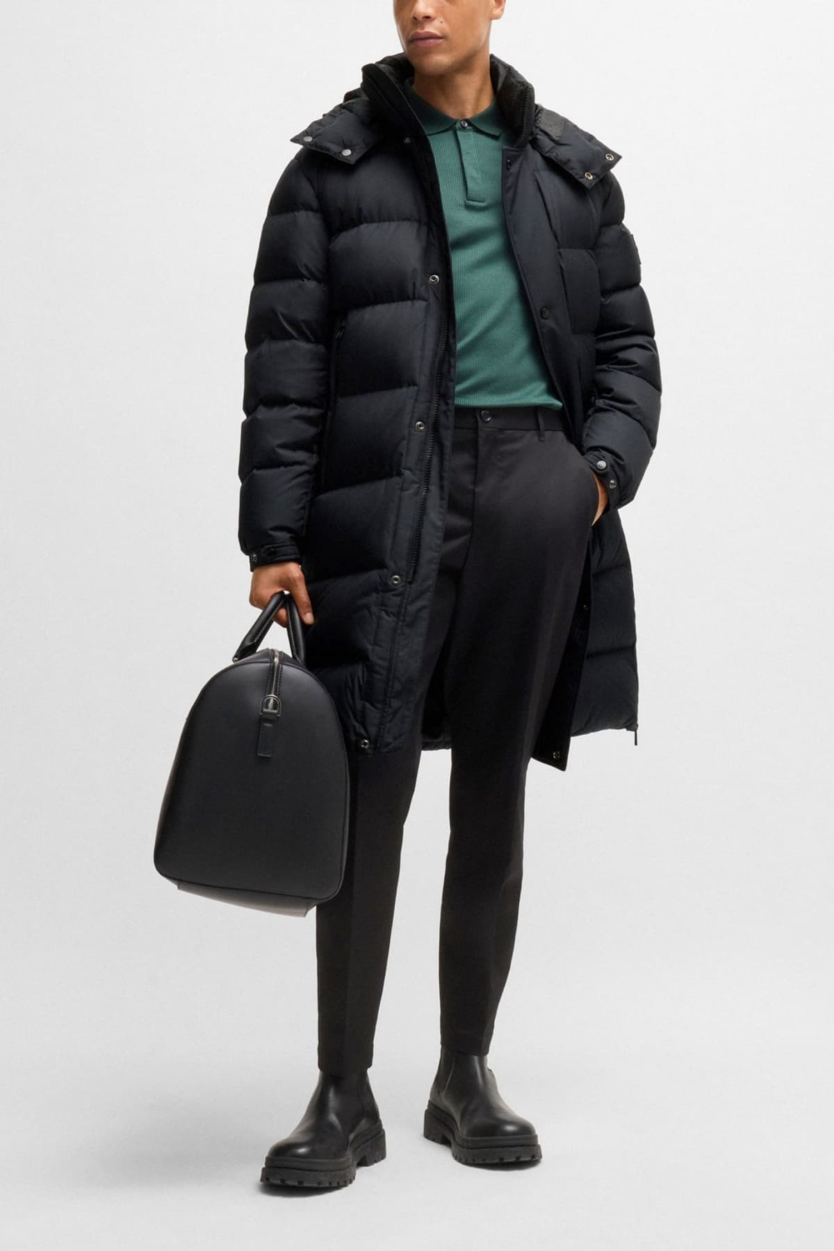 BOSS ΜΠΟΥΦΑΝ PUFFER ΑΠΟΣΠΩΜΕΝΗ ΚΟΥΚΟΥΛΑ H-DONDEN5 ΜΑΥΡΟ