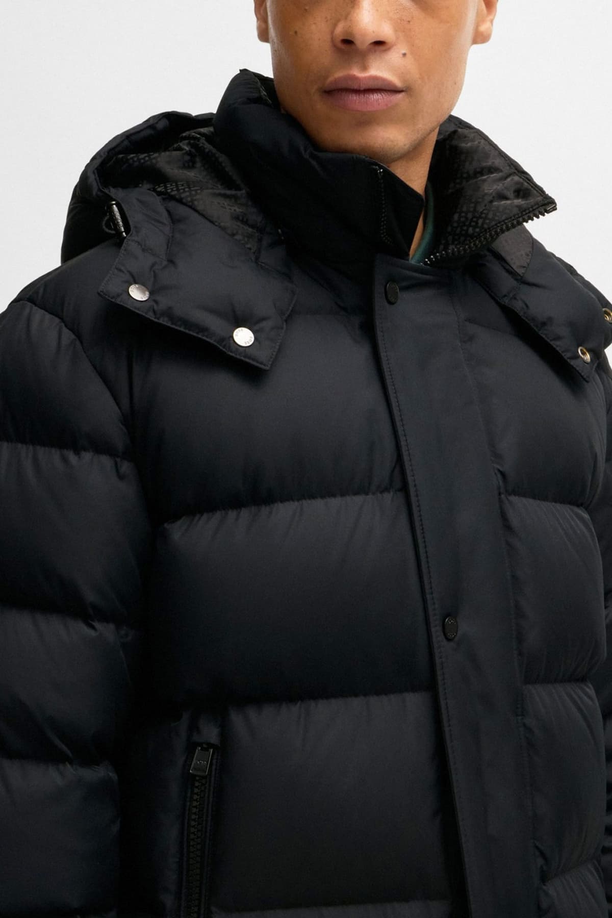 BOSS ΜΠΟΥΦΑΝ PUFFER ΑΠΟΣΠΩΜΕΝΗ ΚΟΥΚΟΥΛΑ H-DONDEN5 ΜΑΥΡΟ