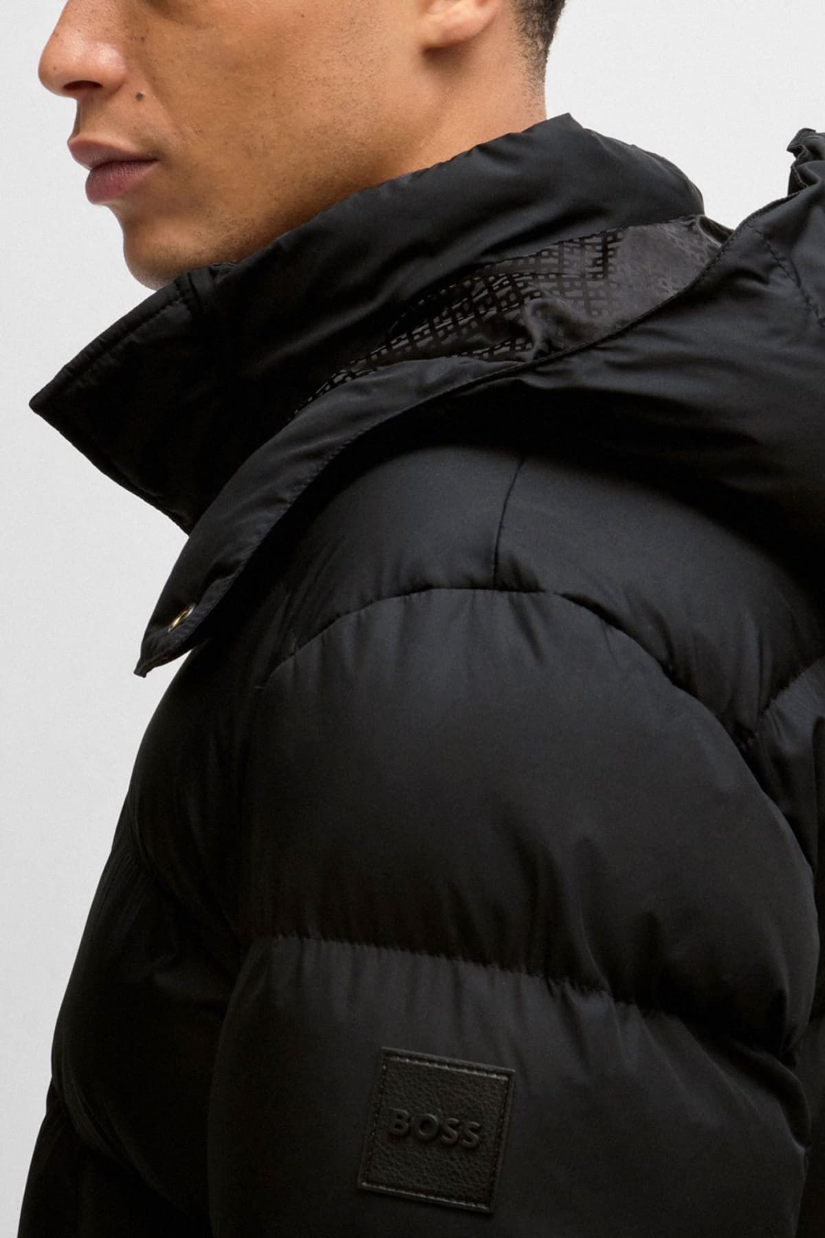 BOSS ΜΠΟΥΦΑΝ PUFFER ΑΠΟΣΠΩΜΕΝΗ ΚΟΥΚΟΥΛΑ H-COMBINIAN3 ΜΑΥΡΟ