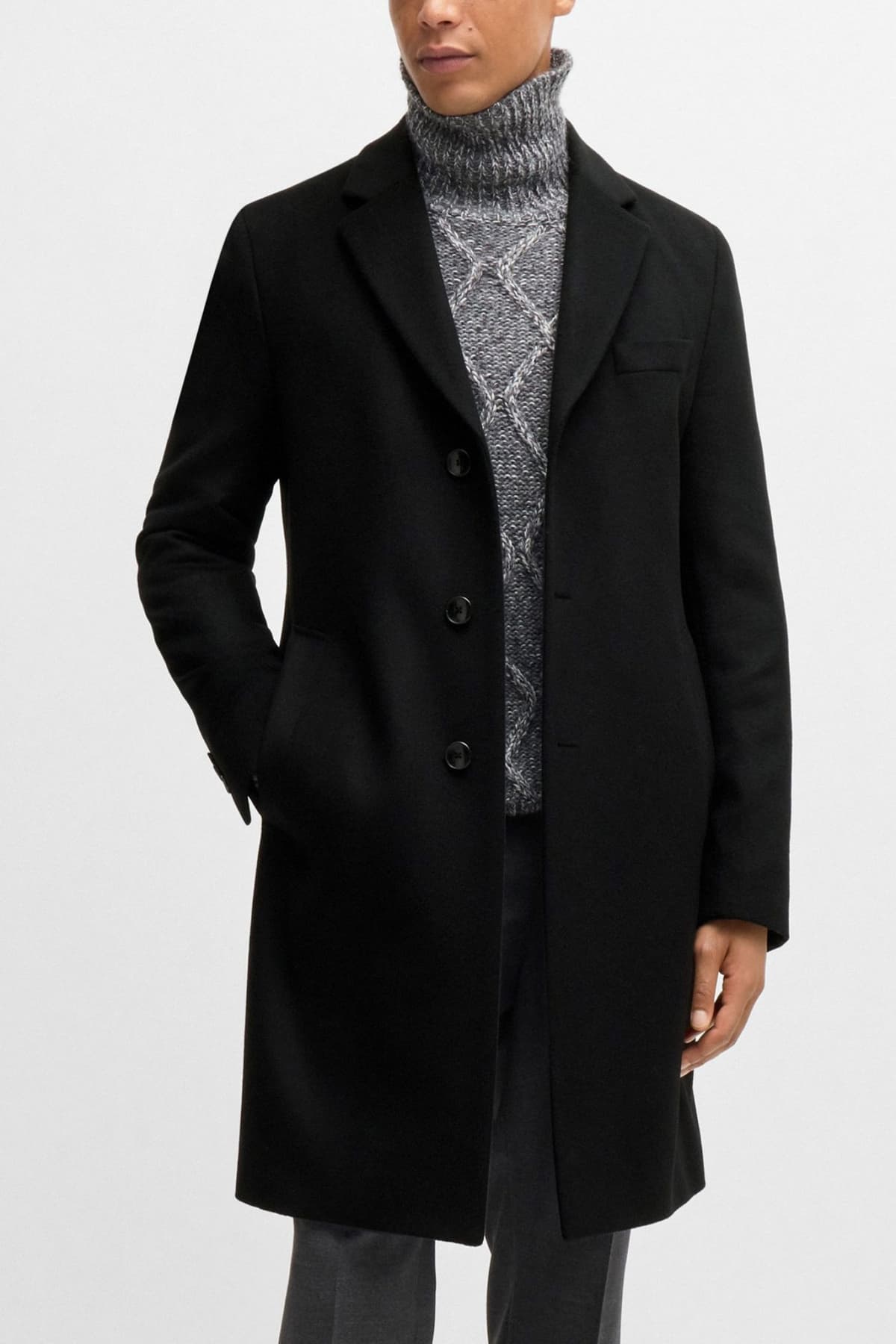 BOSS ΠΑΛΤΟ H-HYDE-244 ΜΑΥΡΟ