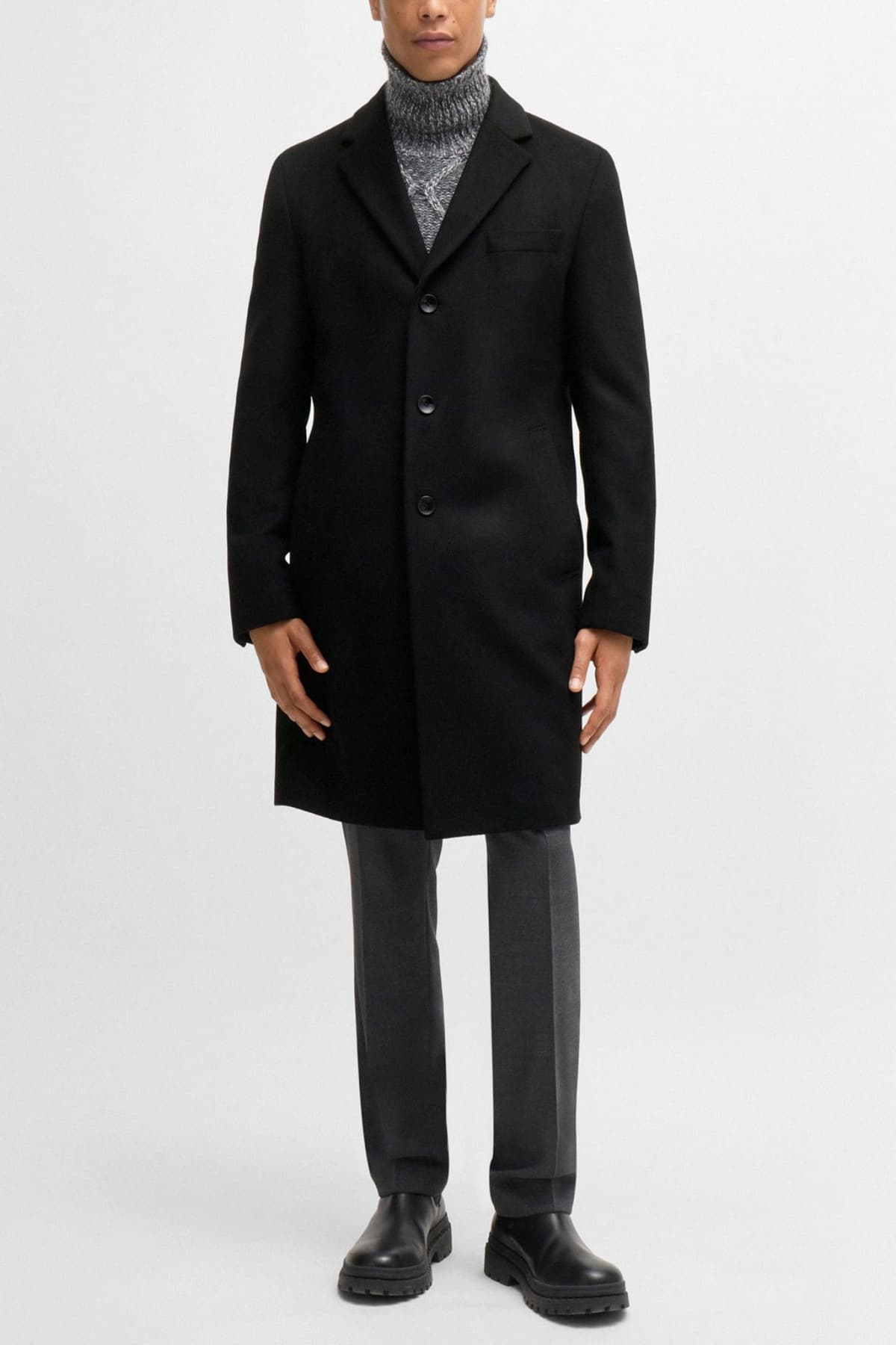 BOSS ΠΑΛΤΟ H-HYDE-244 ΜΑΥΡΟ