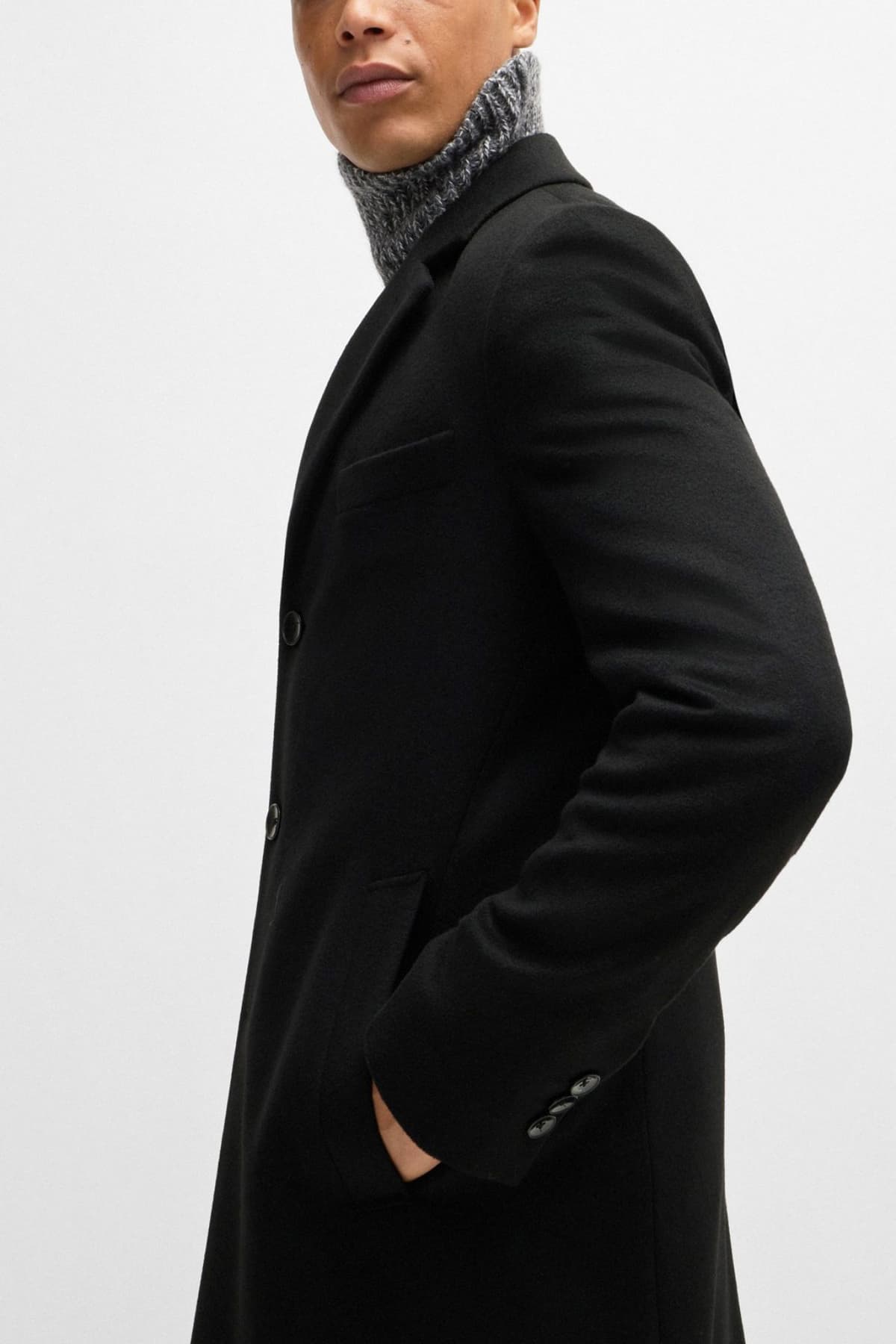 BOSS ΠΑΛΤΟ H-HYDE-244 ΜΑΥΡΟ