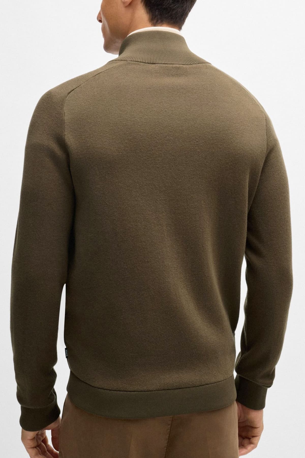 BOSS ΠΛΕΚΤΟ FULLZIP H-ESTERO LOGO ΚΑΦΕ-ΧΑΚΙ