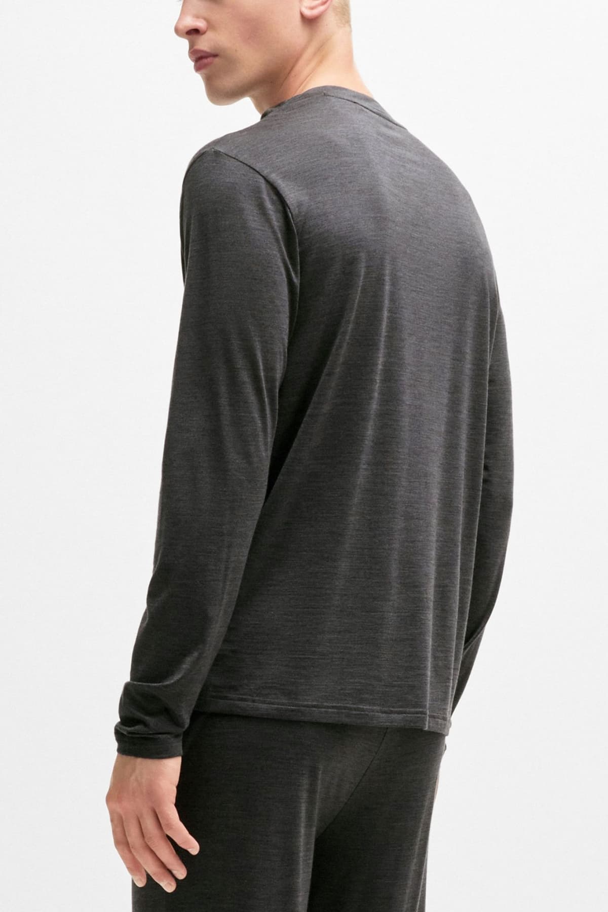 BOSS HOMEWEAR ΣΕΤ ΠΥΤΖΑΜΑ MERINO LONG SET ΓΚΡΙ