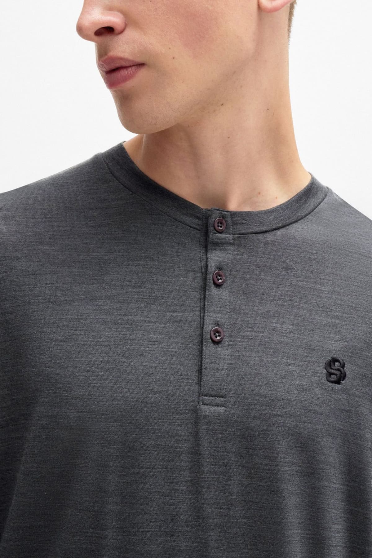 BOSS HOMEWEAR ΣΕΤ ΠΥΤΖΑΜΑ MERINO LONG SET ΓΚΡΙ