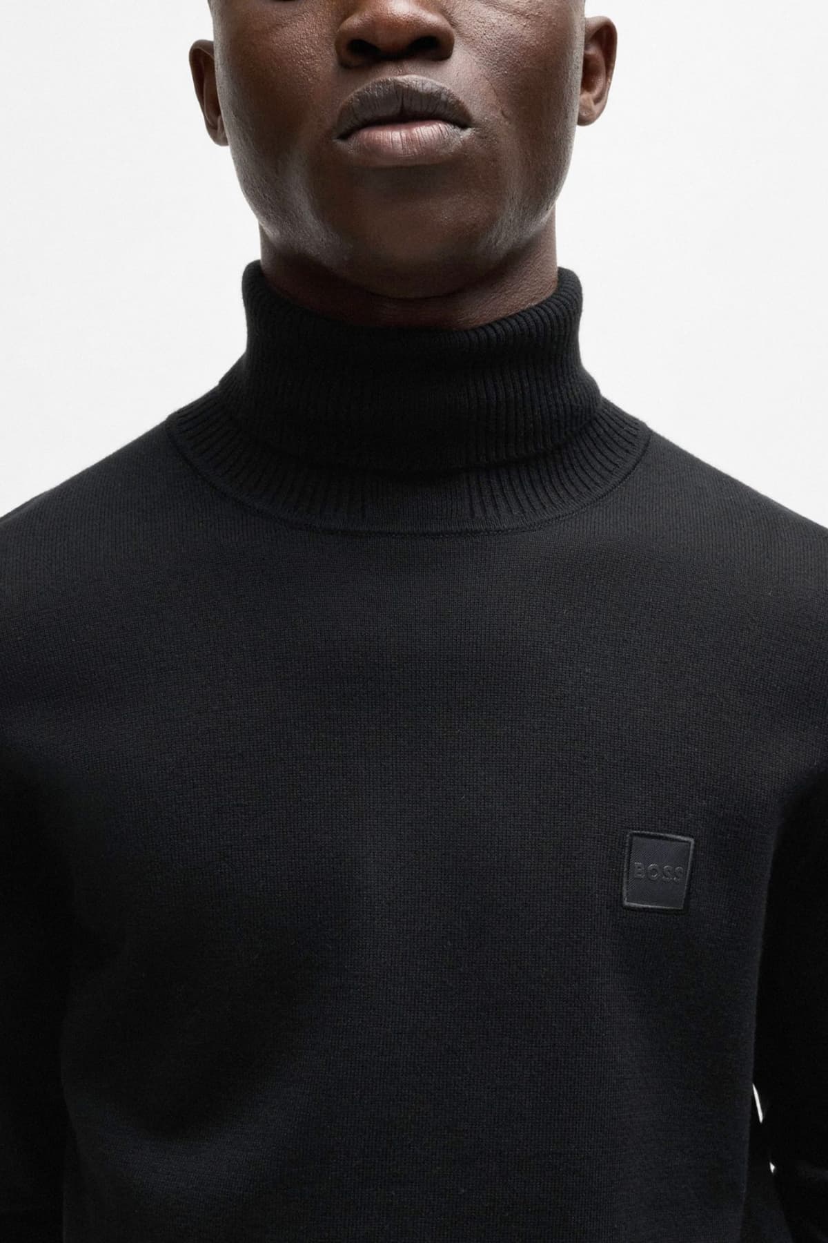 BOSS CASUAL ΠΛΕΚΤΟ TURTLE NECK AKIRO_S ΜΑΥΡΟ